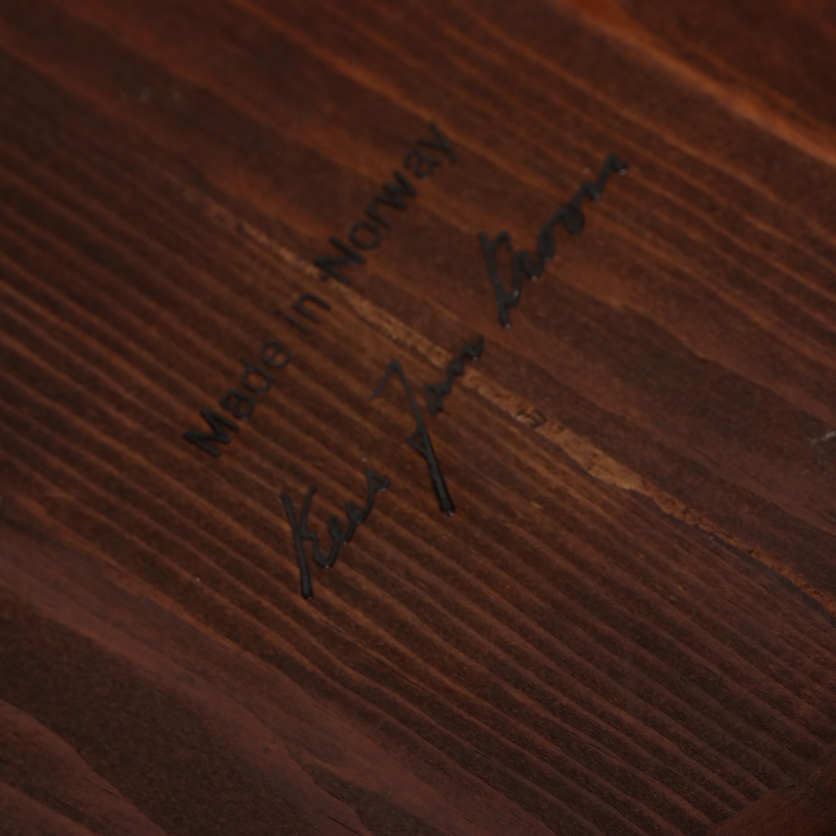 Pair of Norwegian Carved Wood Butter or Porridge Tankards