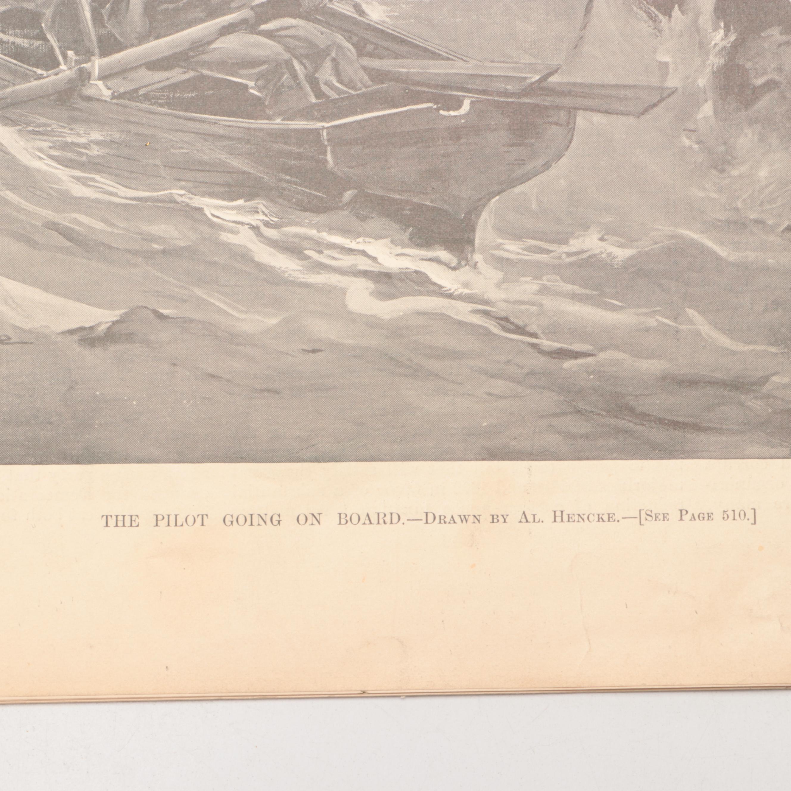 Farberware Art Deco Style Brass Desk Set with Antique "Harper's Weekly" & Décor