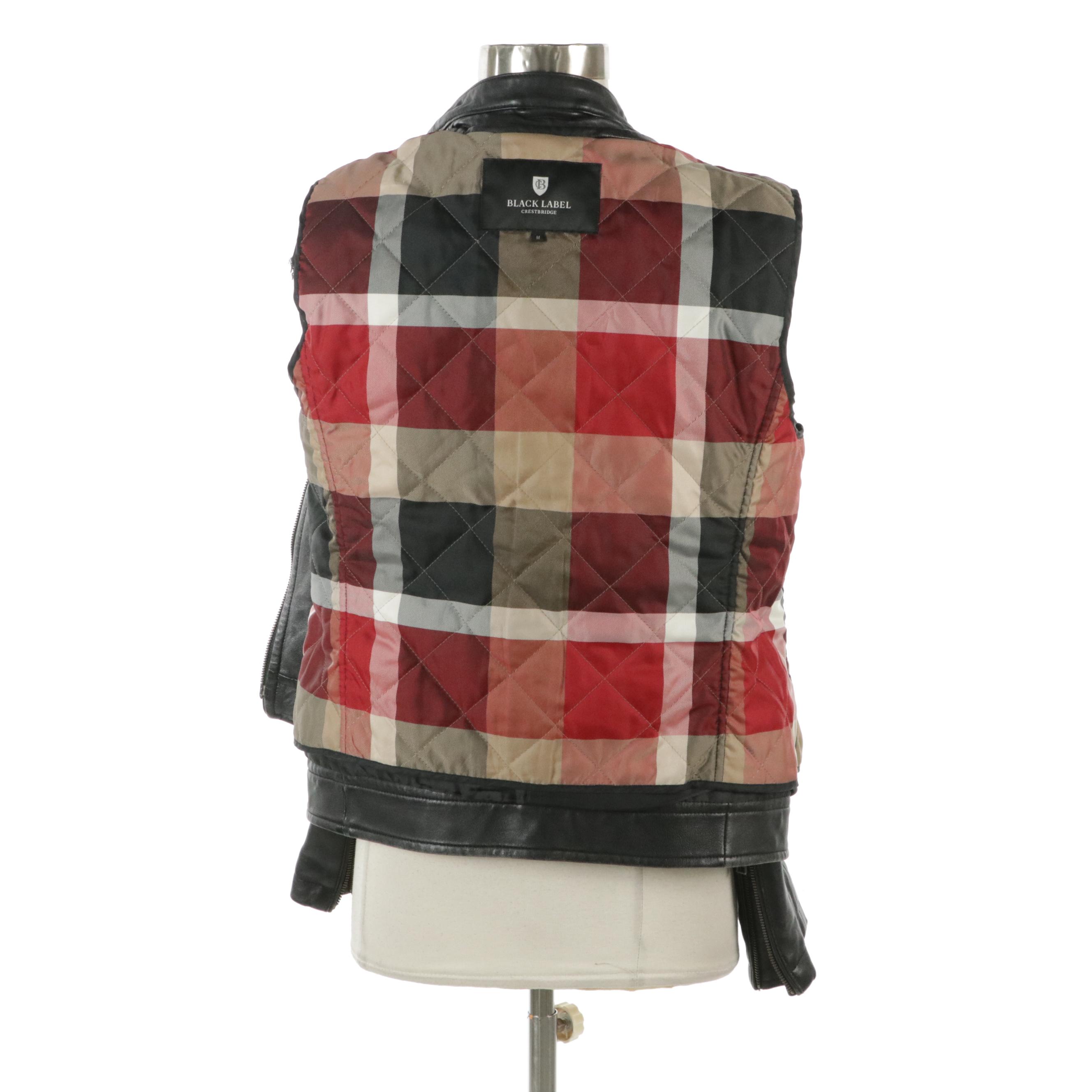 Crestbridge Black Label Black Leather Jacket with Quilted Removable Lining