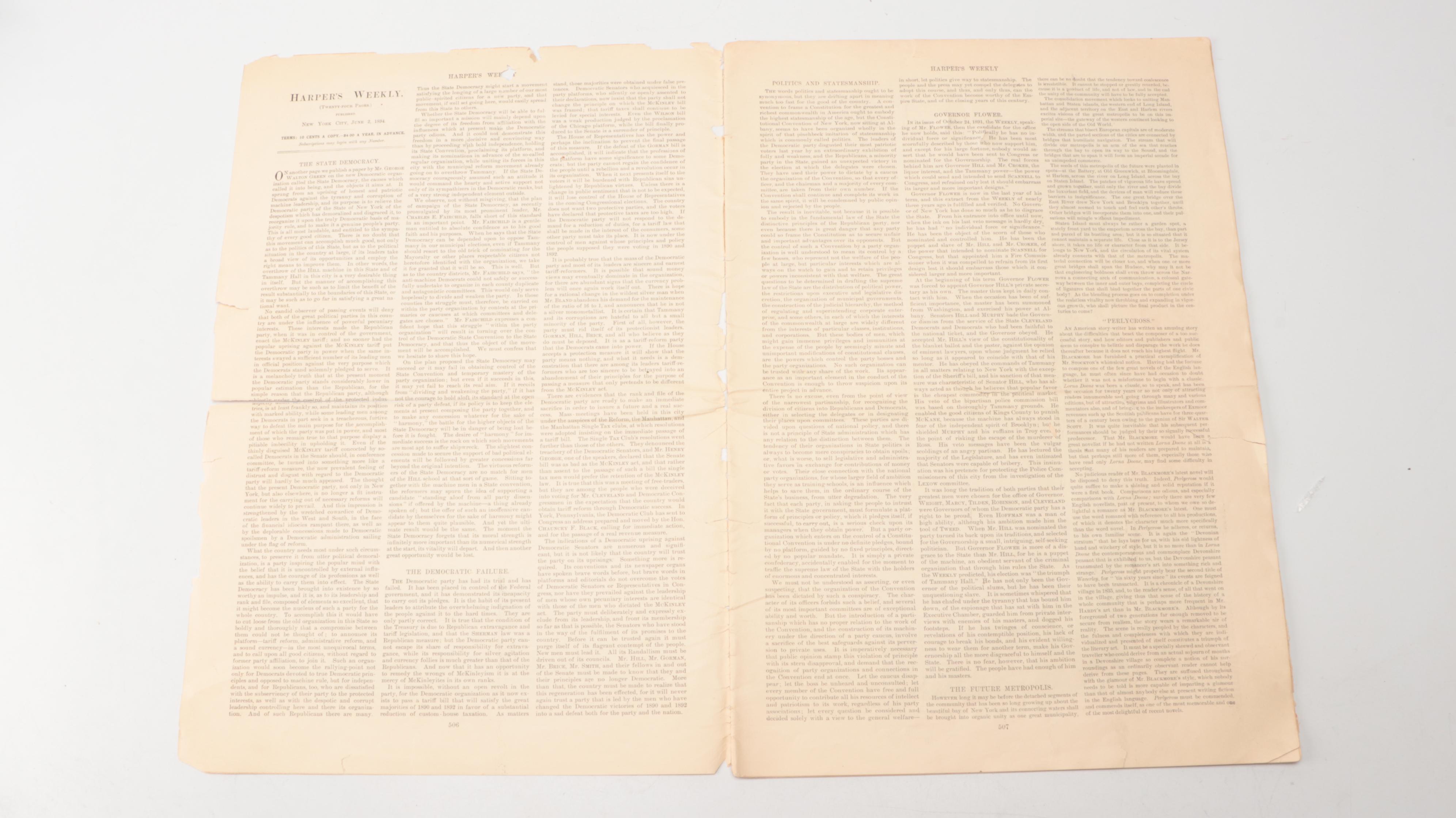 Farberware Art Deco Style Brass Desk Set with Antique "Harper's Weekly" & Décor