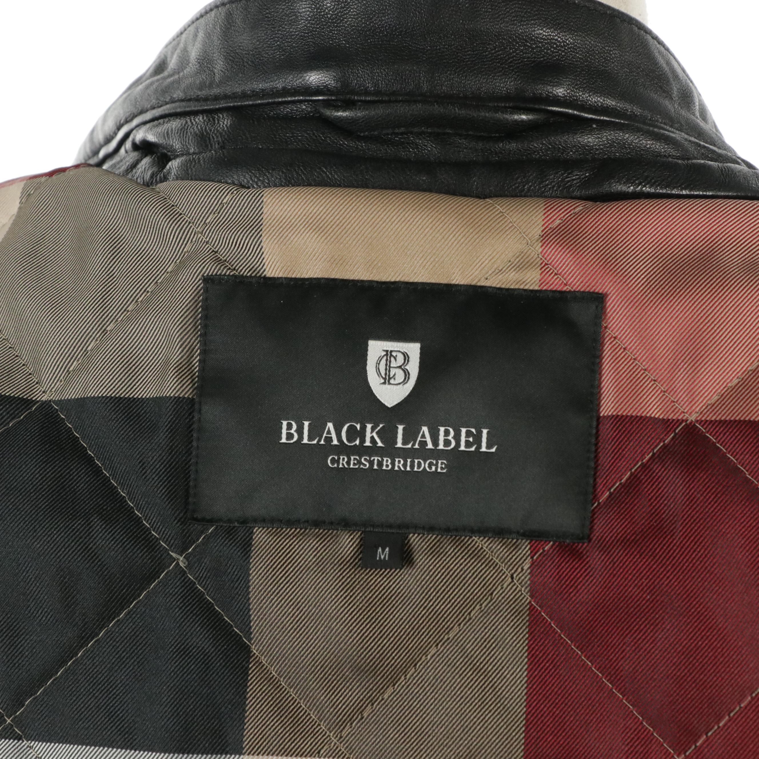 Crestbridge Black Label Black Leather Jacket with Quilted Removable Lining