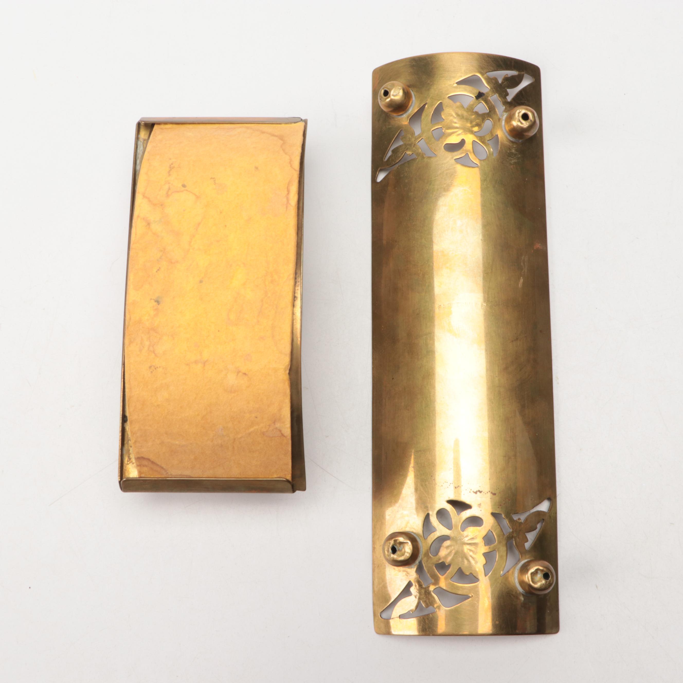 Farberware Art Deco Style Brass Desk Set with Antique "Harper's Weekly" & Décor