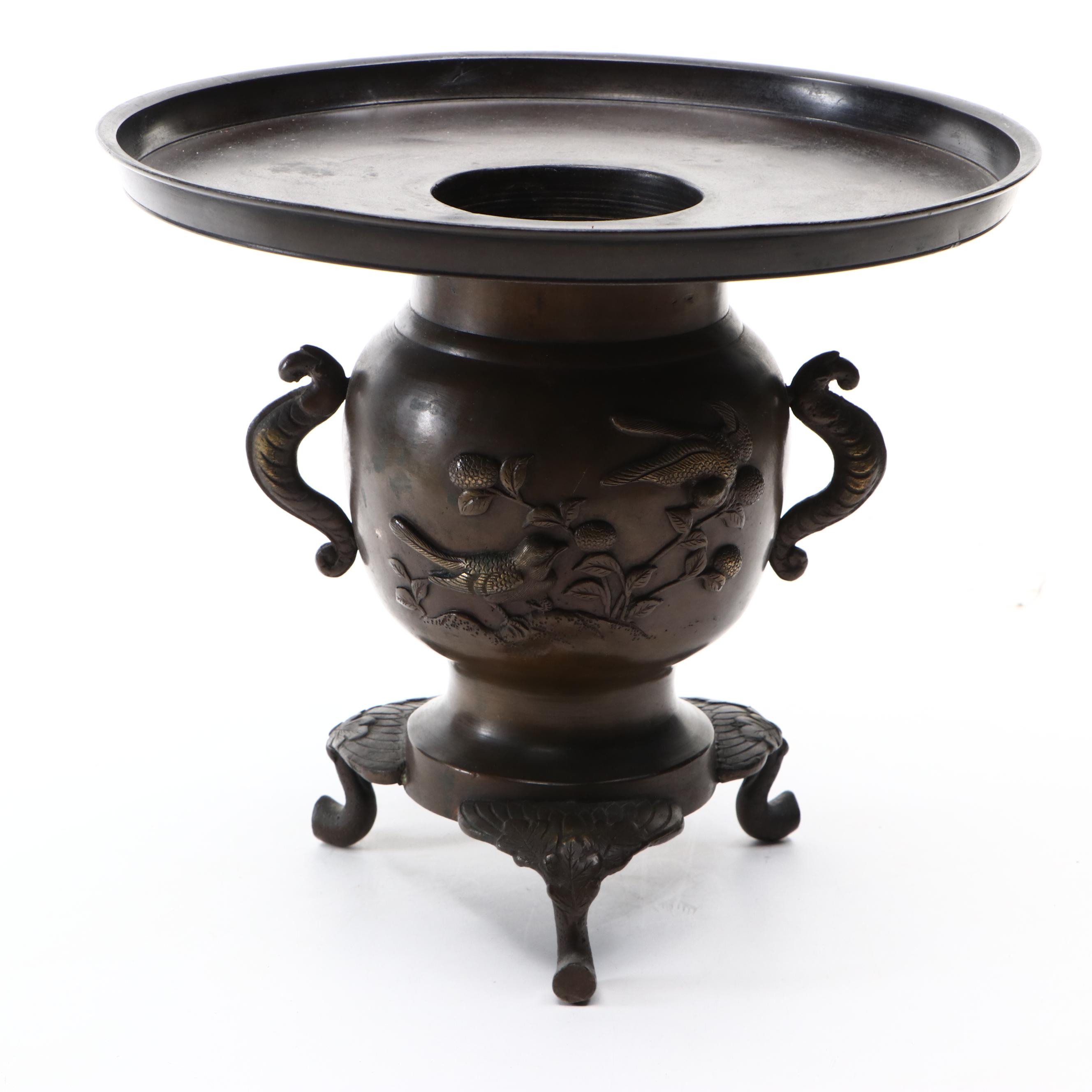 Japanese Patinated Brass Usubata Vase