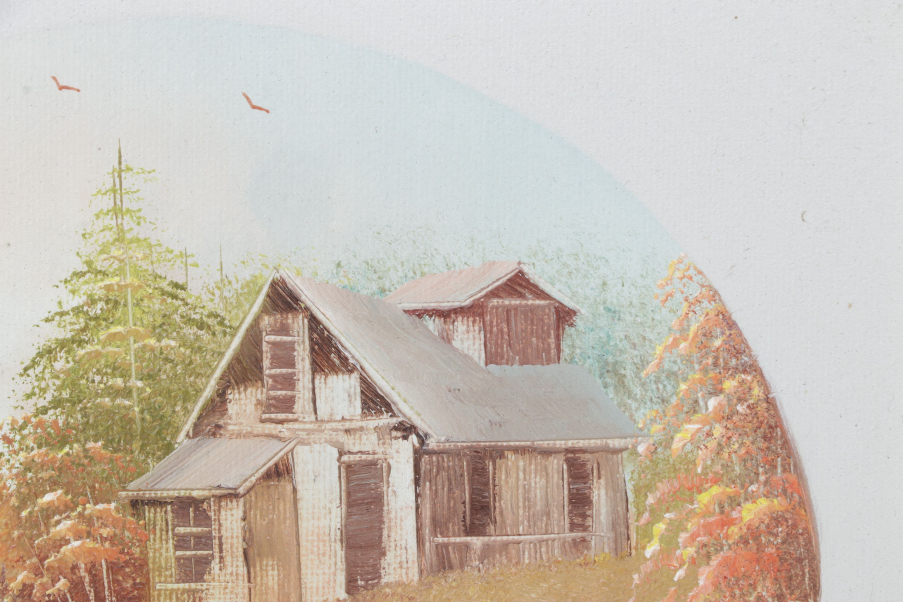 Ziller Impressionist Landscape Oil Painting of Bucolic Farmhouse in Meadow