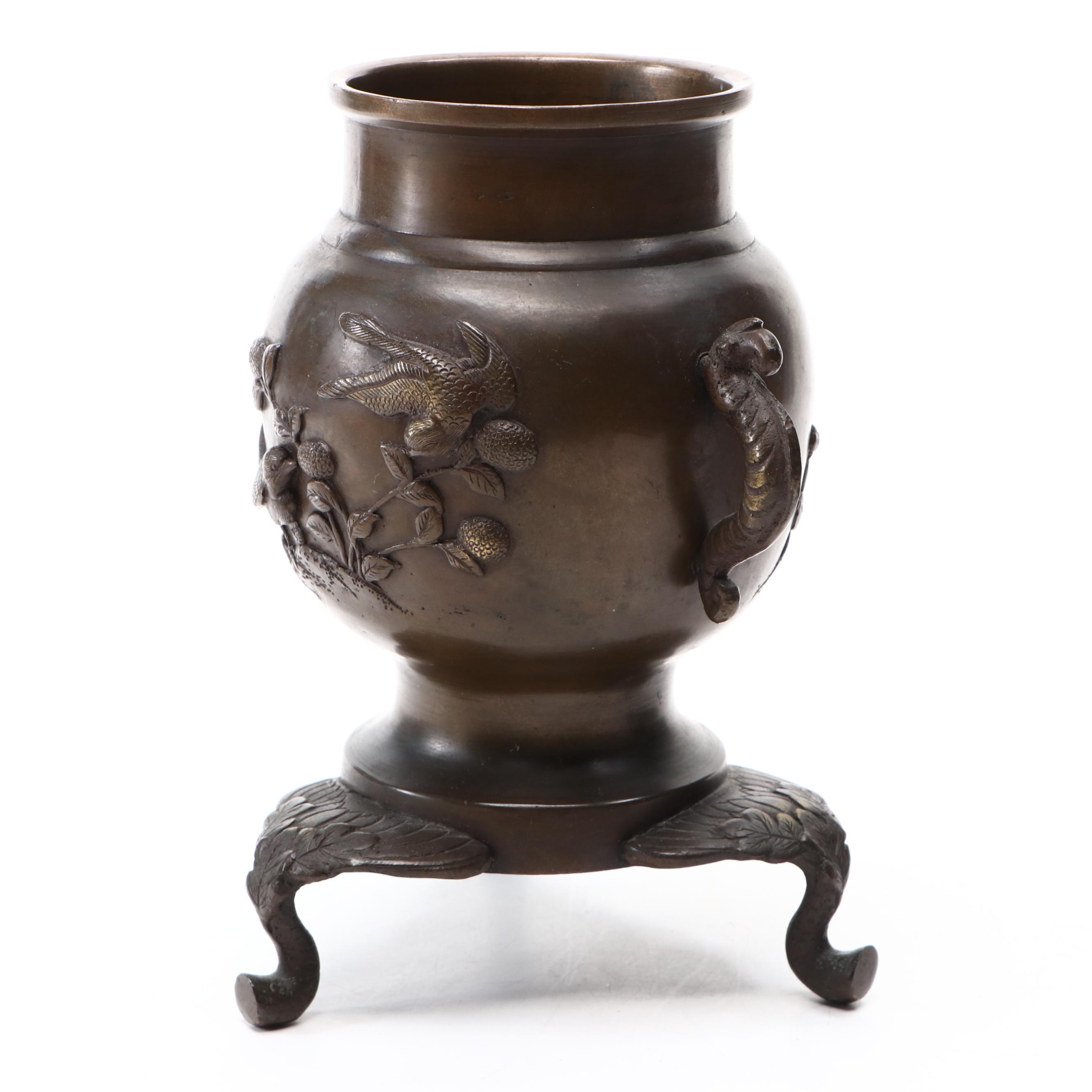 Japanese Patinated Brass Usubata Vase