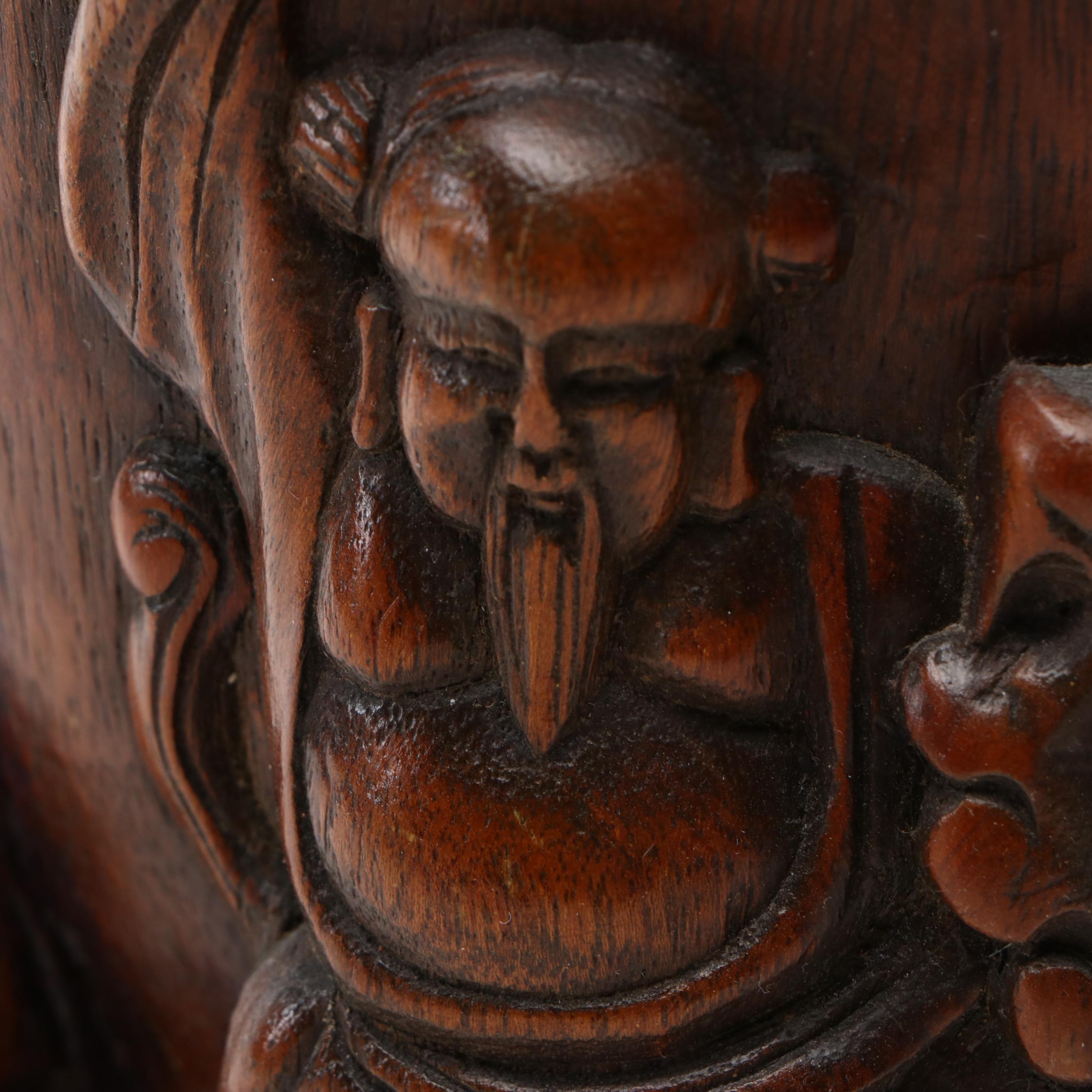 Chinese Carved Wood Narrative Scene Vase