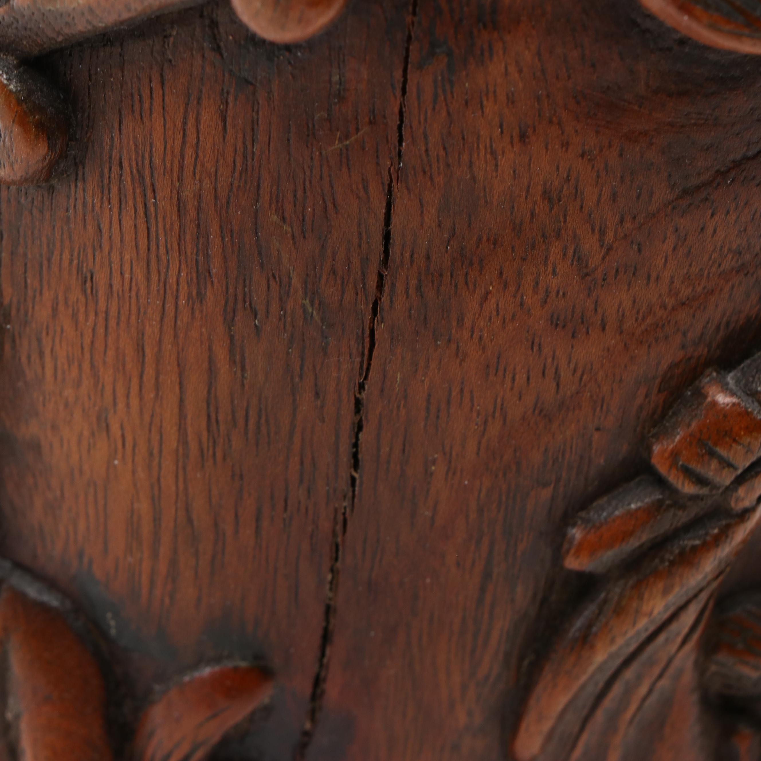 Chinese Carved Wood Narrative Scene Vase