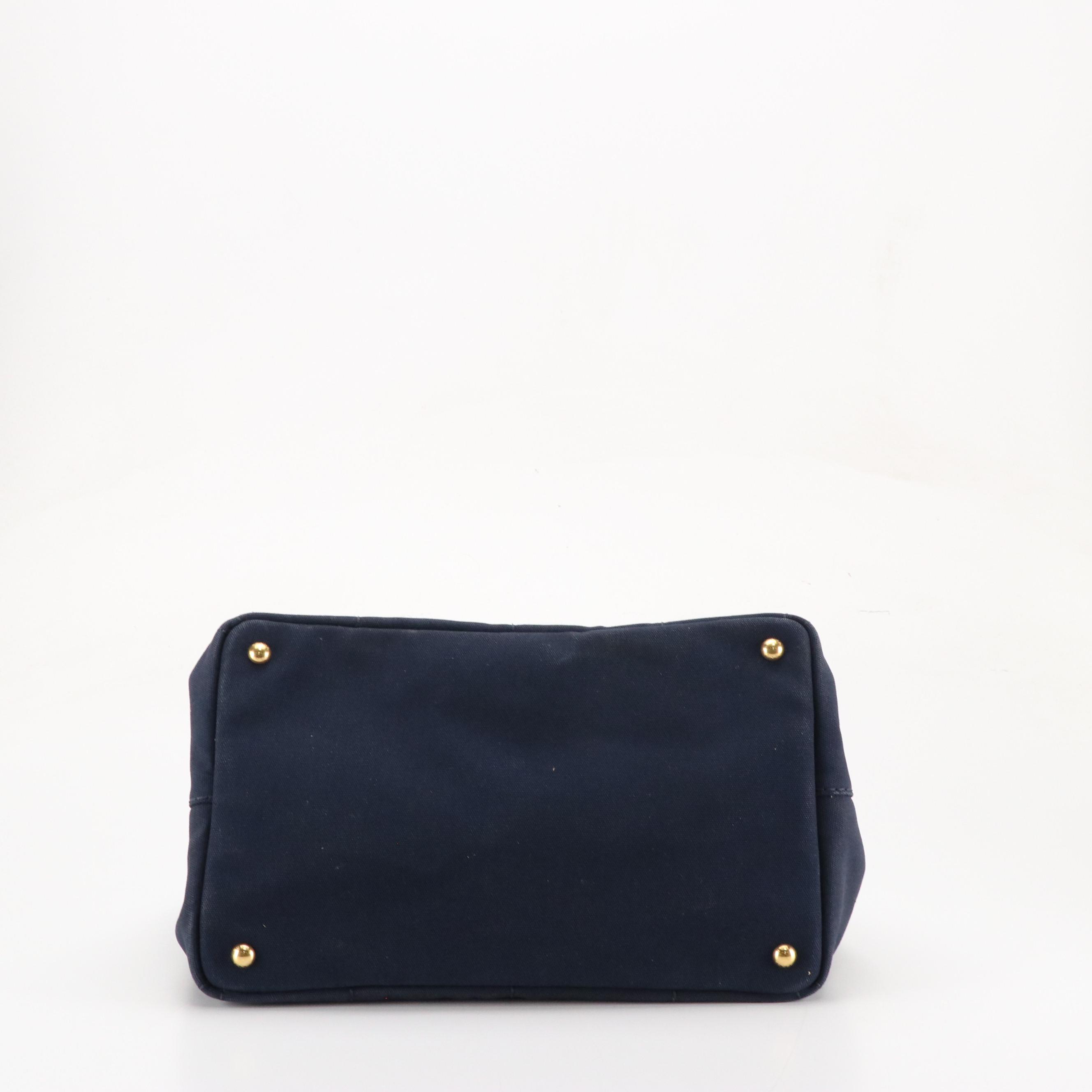 Prada Large Canapa Two-Way Tote in Navy Blue Canvas