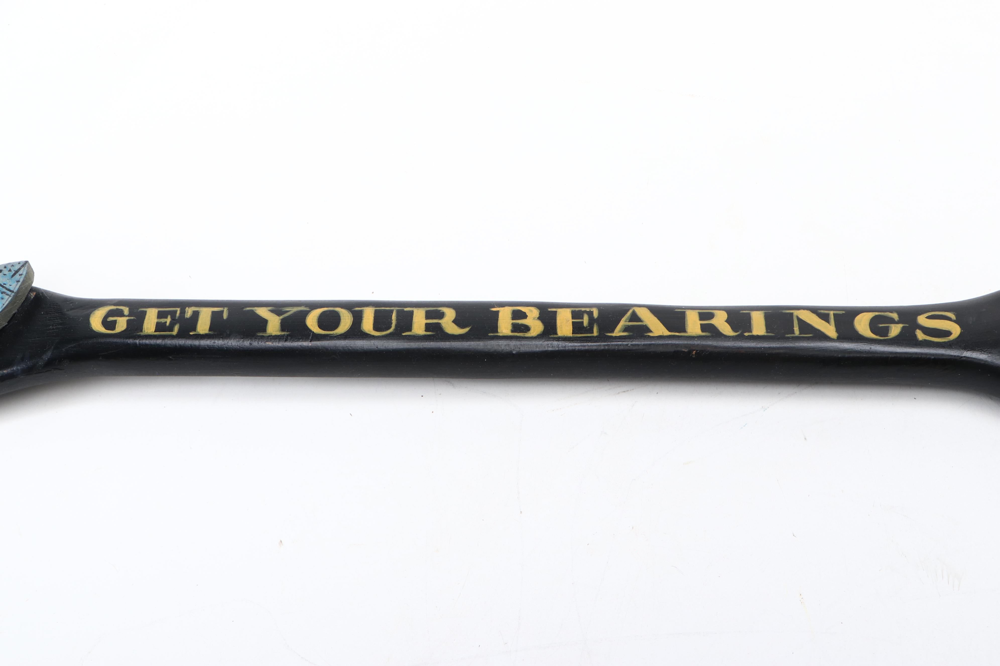 Nautical Folk Art Painted Carved Wood Paddle and Wall Plate