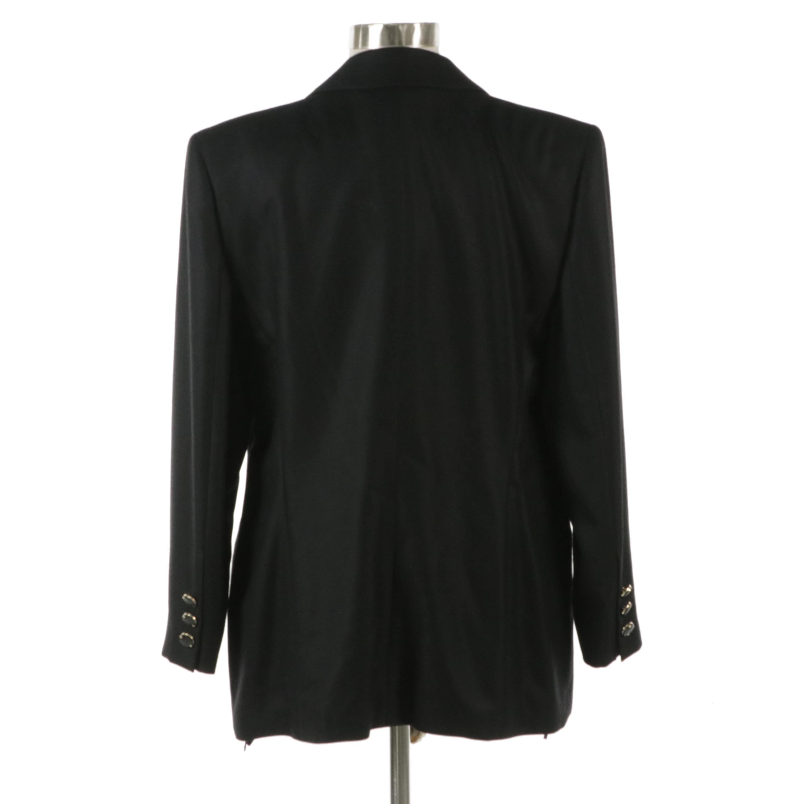 Escada Ruffled Silk Blouse with Tags and Mongolian Cashmere Two-Button Jacket