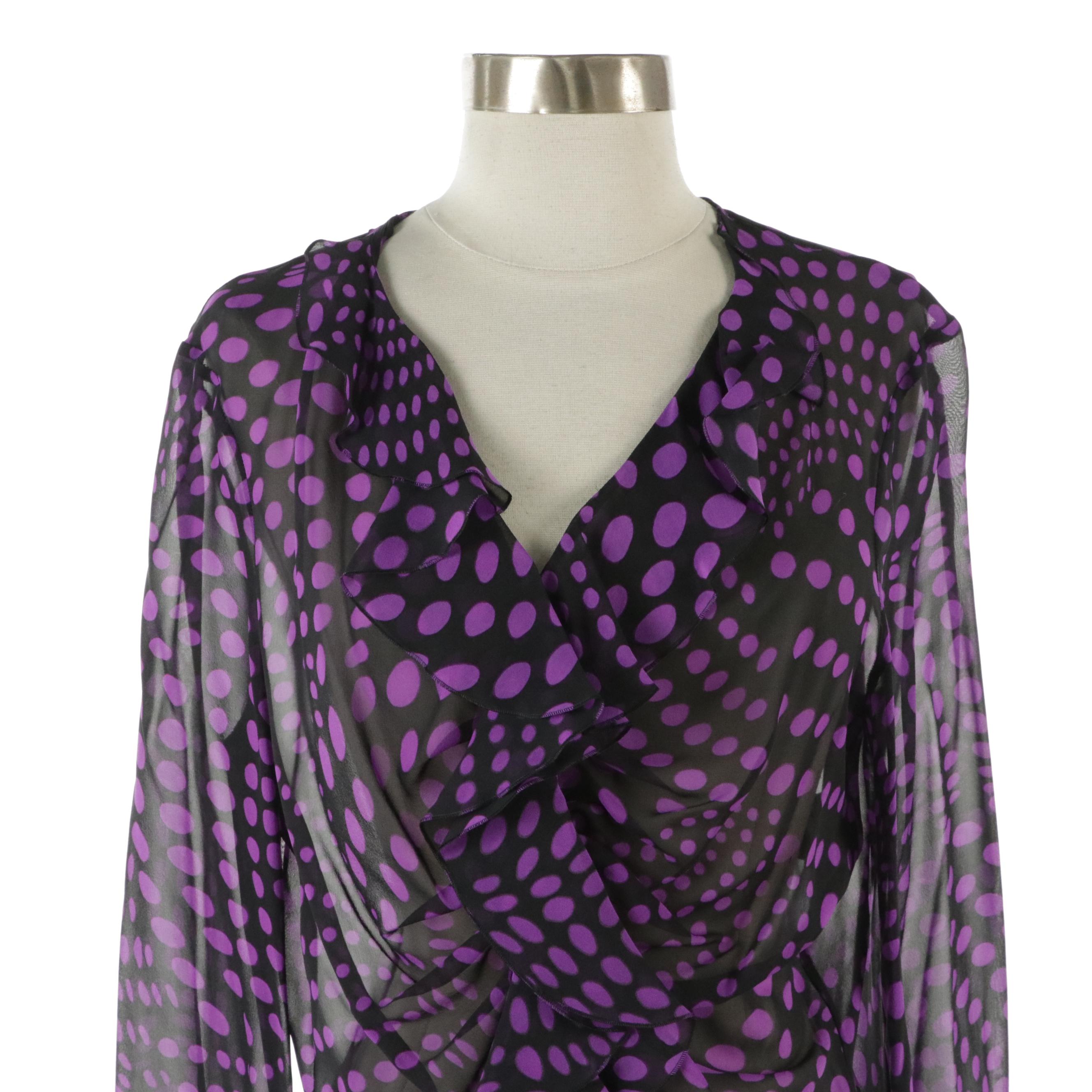 Escada Ruffled Silk Blouse with Tags and Mongolian Cashmere Two-Button Jacket