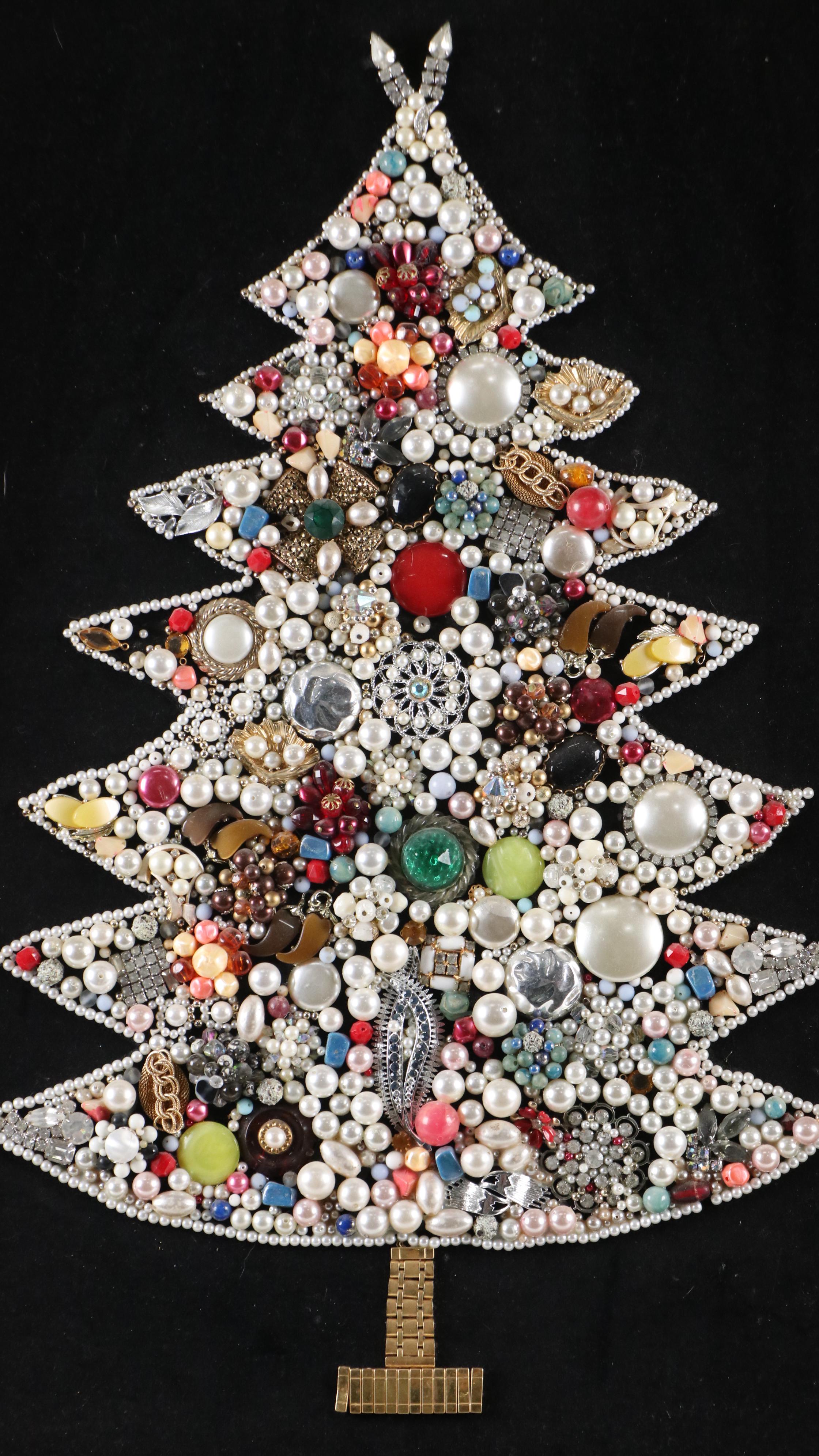 Jewelry Art Christmas Tree Collage, 21st Century