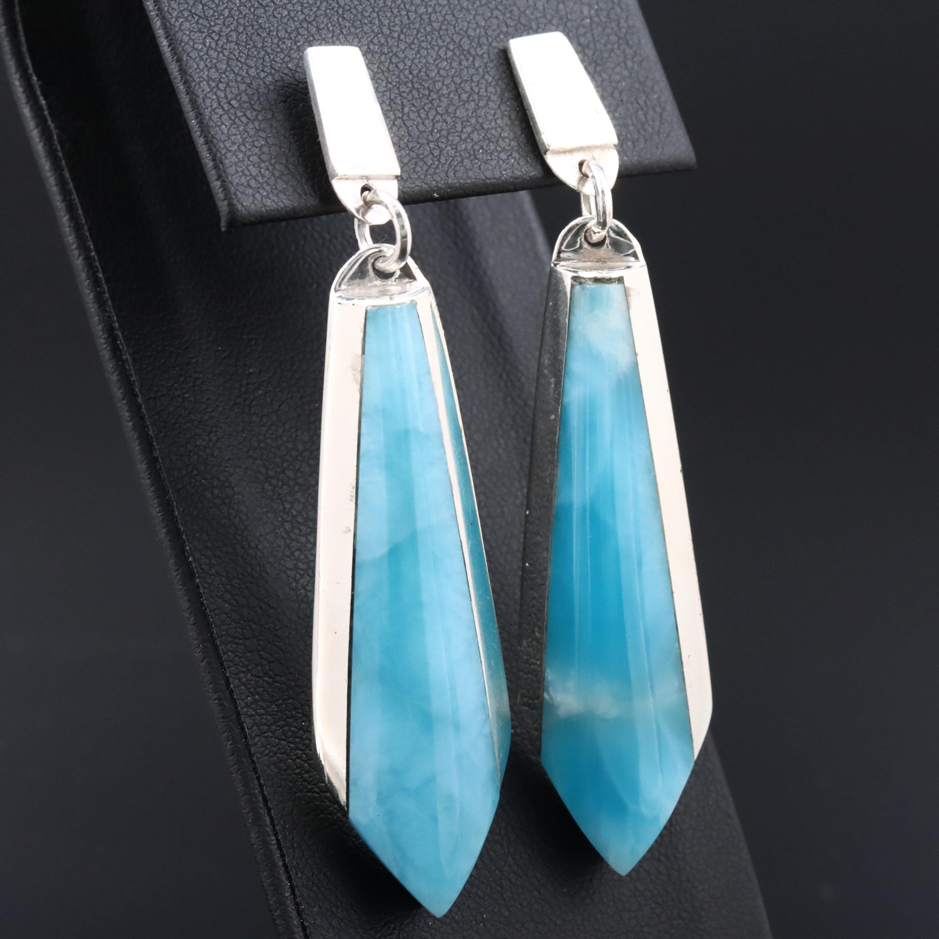 Sterling Larimar Drop Earrings