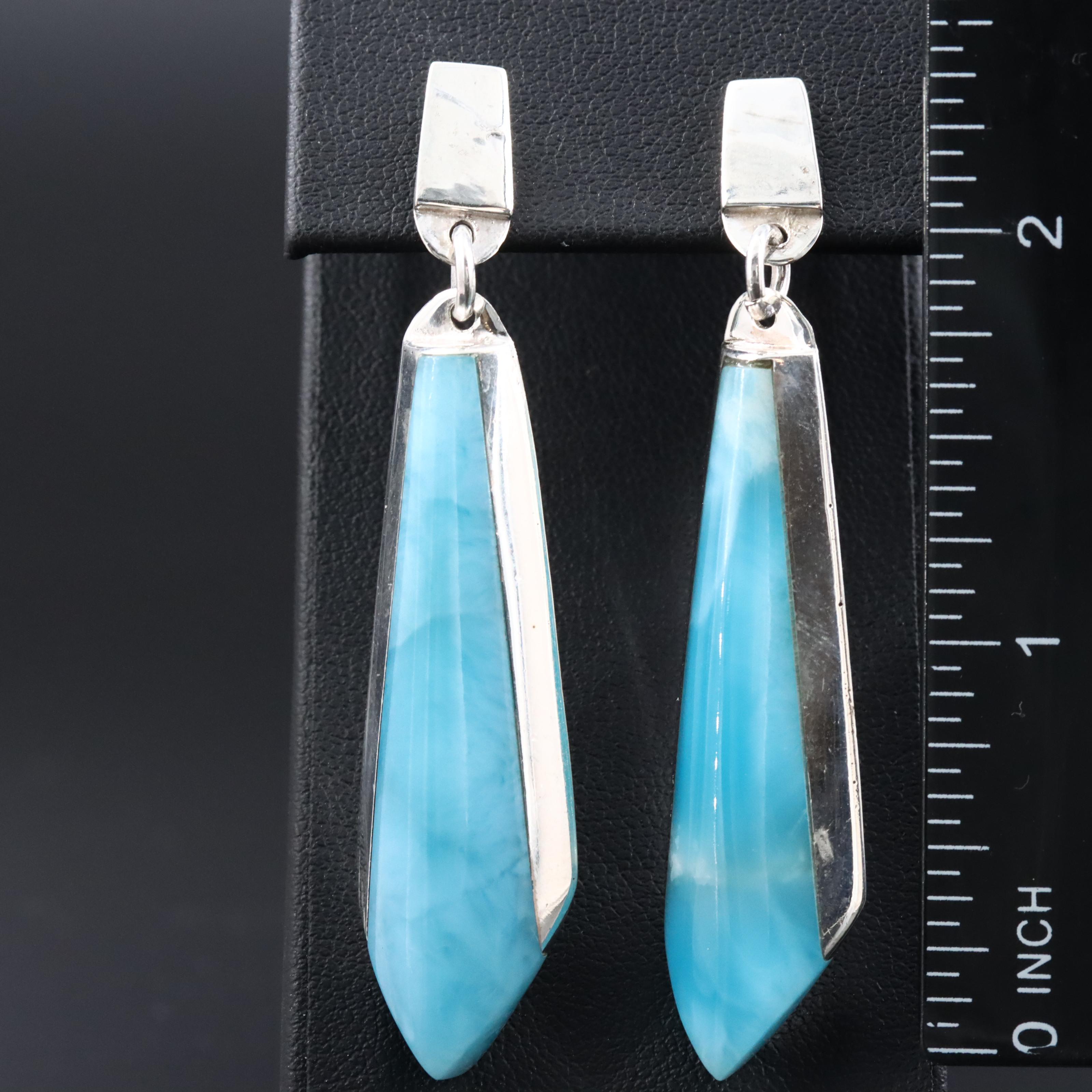 Sterling Larimar Drop Earrings