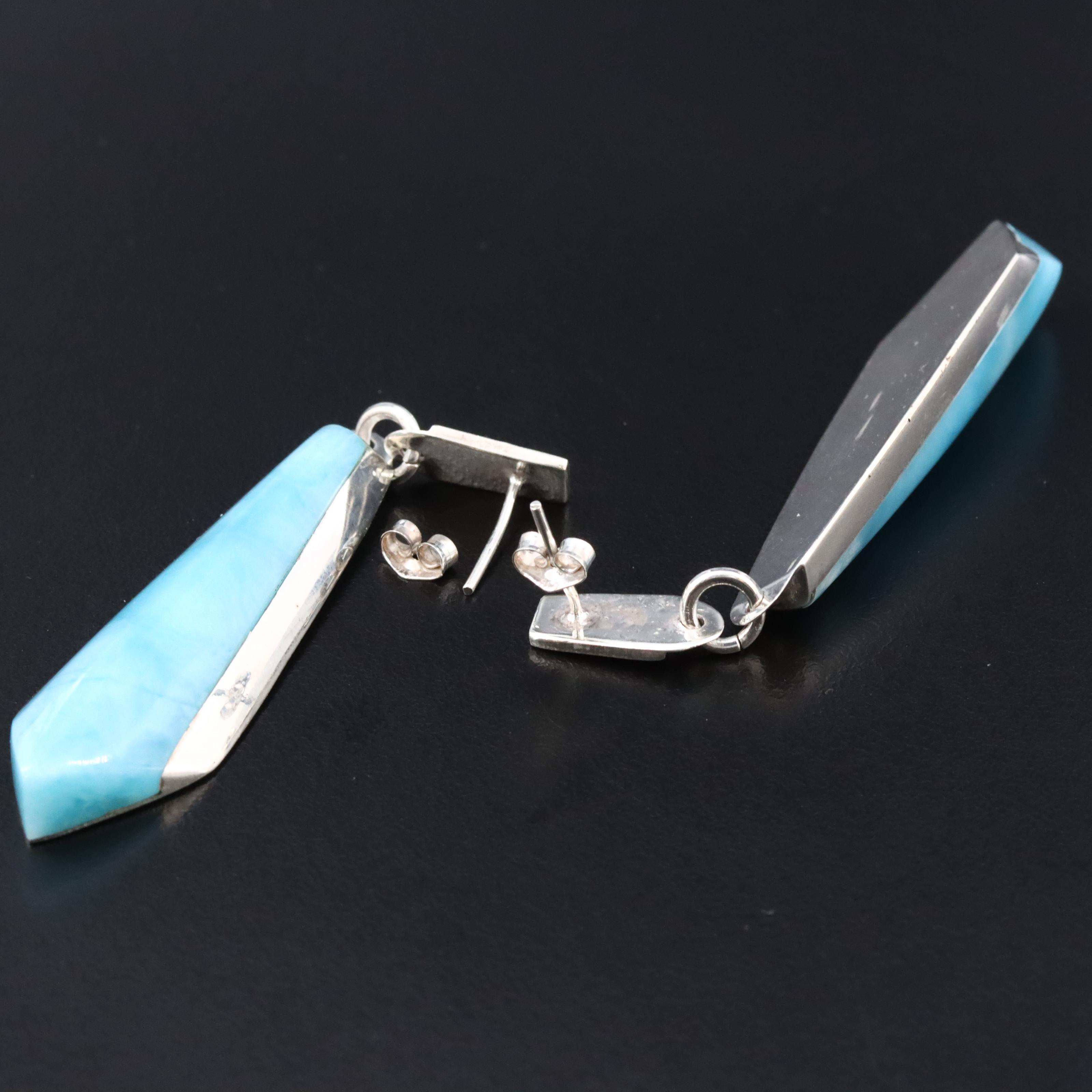 Sterling Larimar Drop Earrings