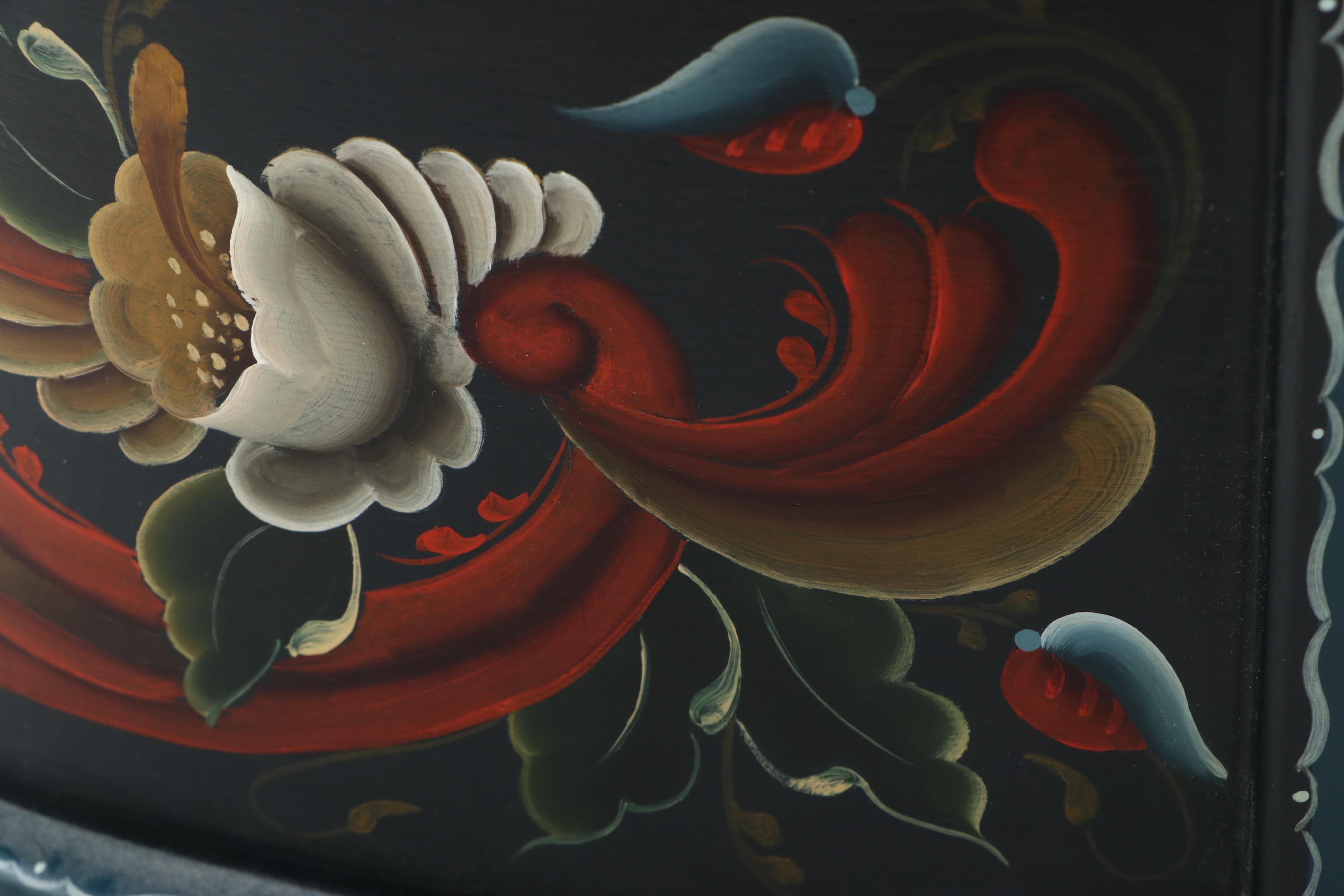 B.A. McCorkle Folk Art Rosemaling Hand-Painted Wooden Box