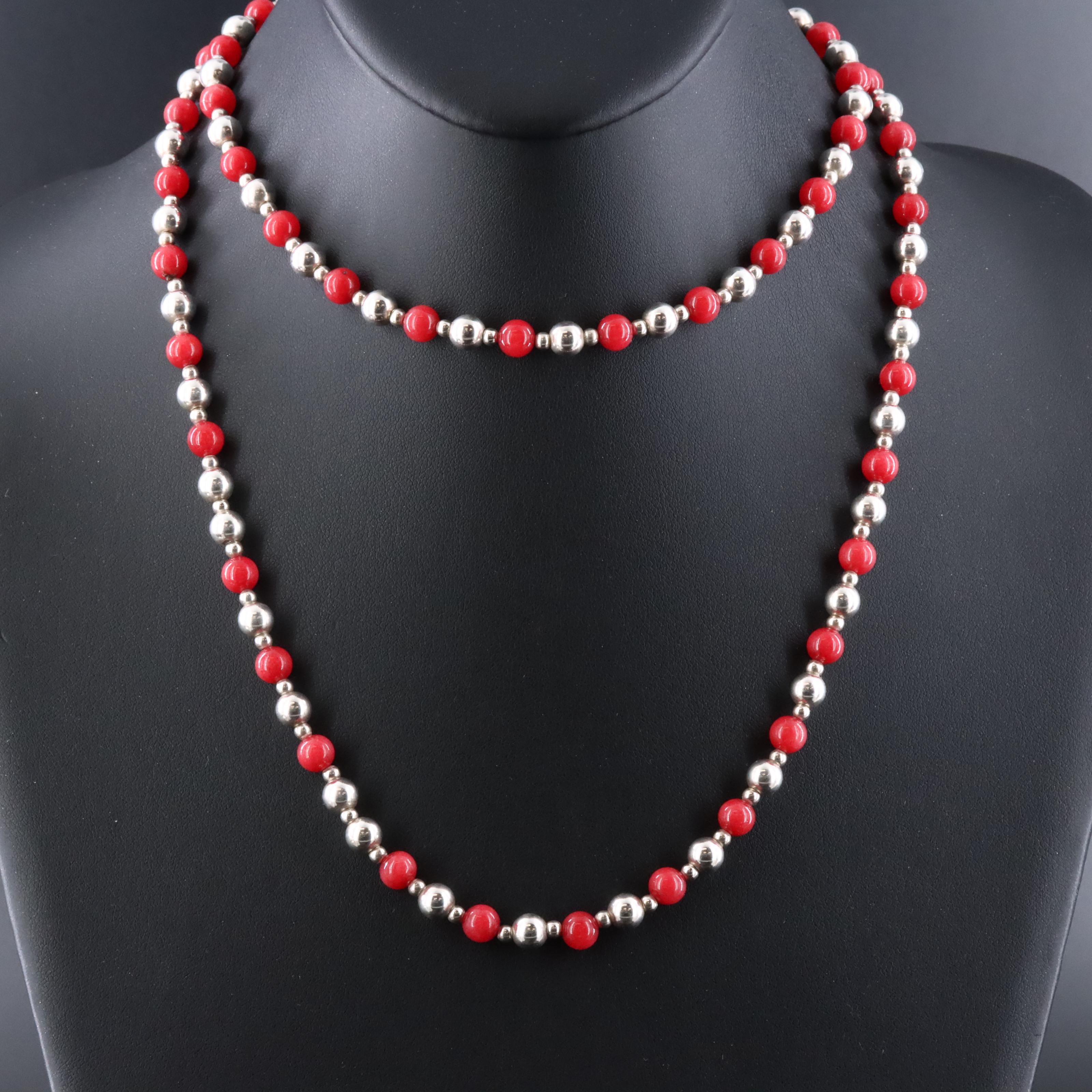 Sterling and Quartz Bead Necklace
