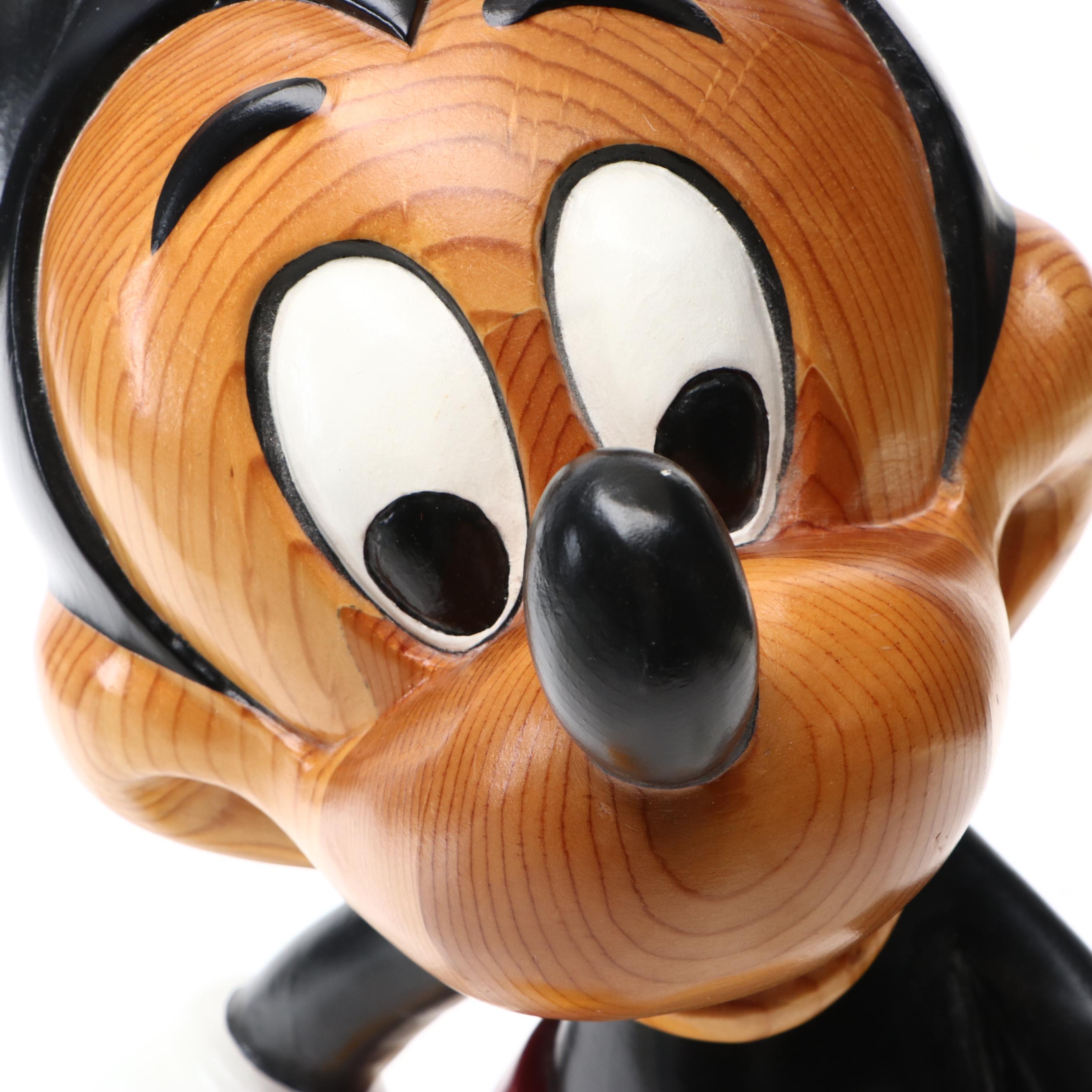 Folk Art Painted Carved Wood Mickey Mouse