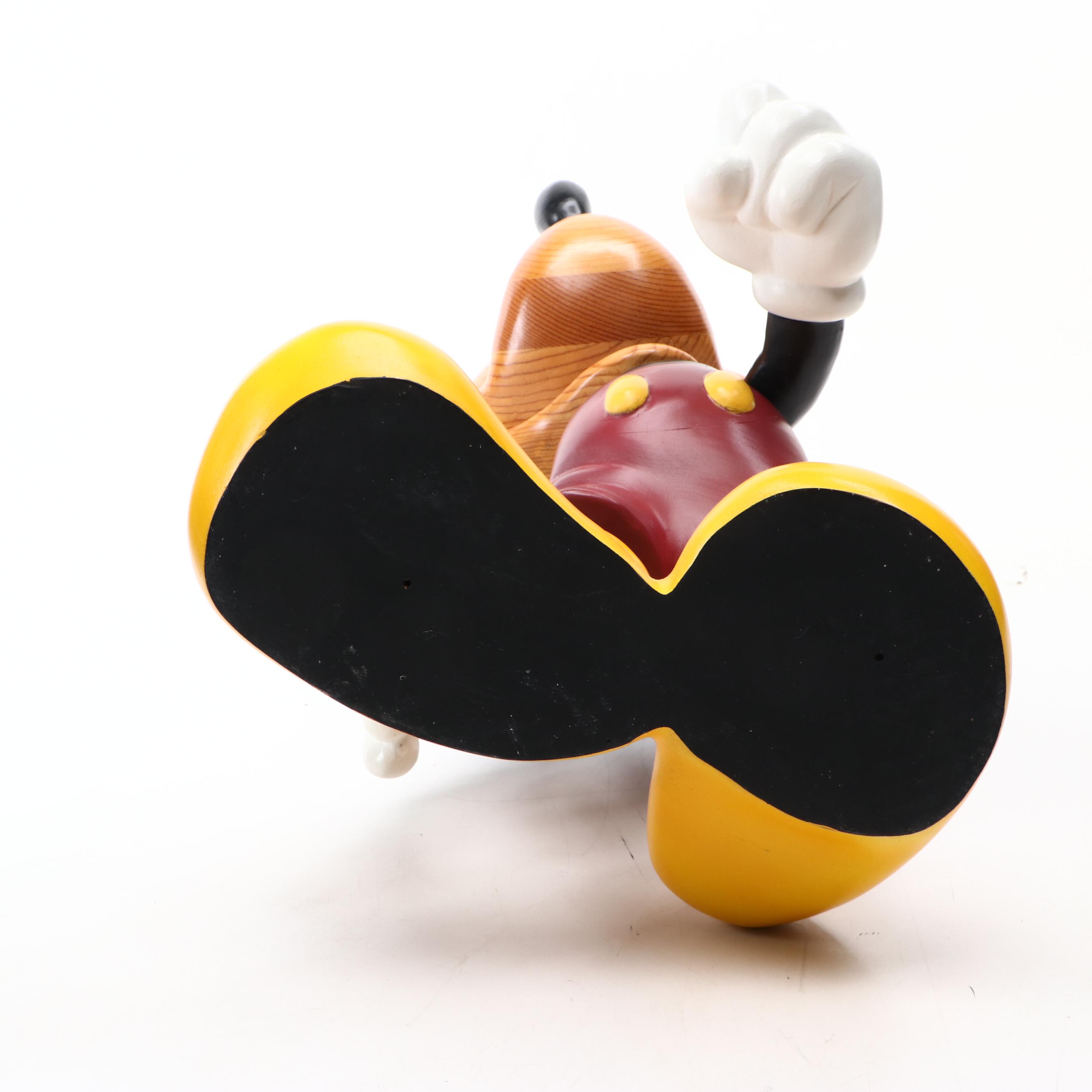 Folk Art Painted Carved Wood Mickey Mouse