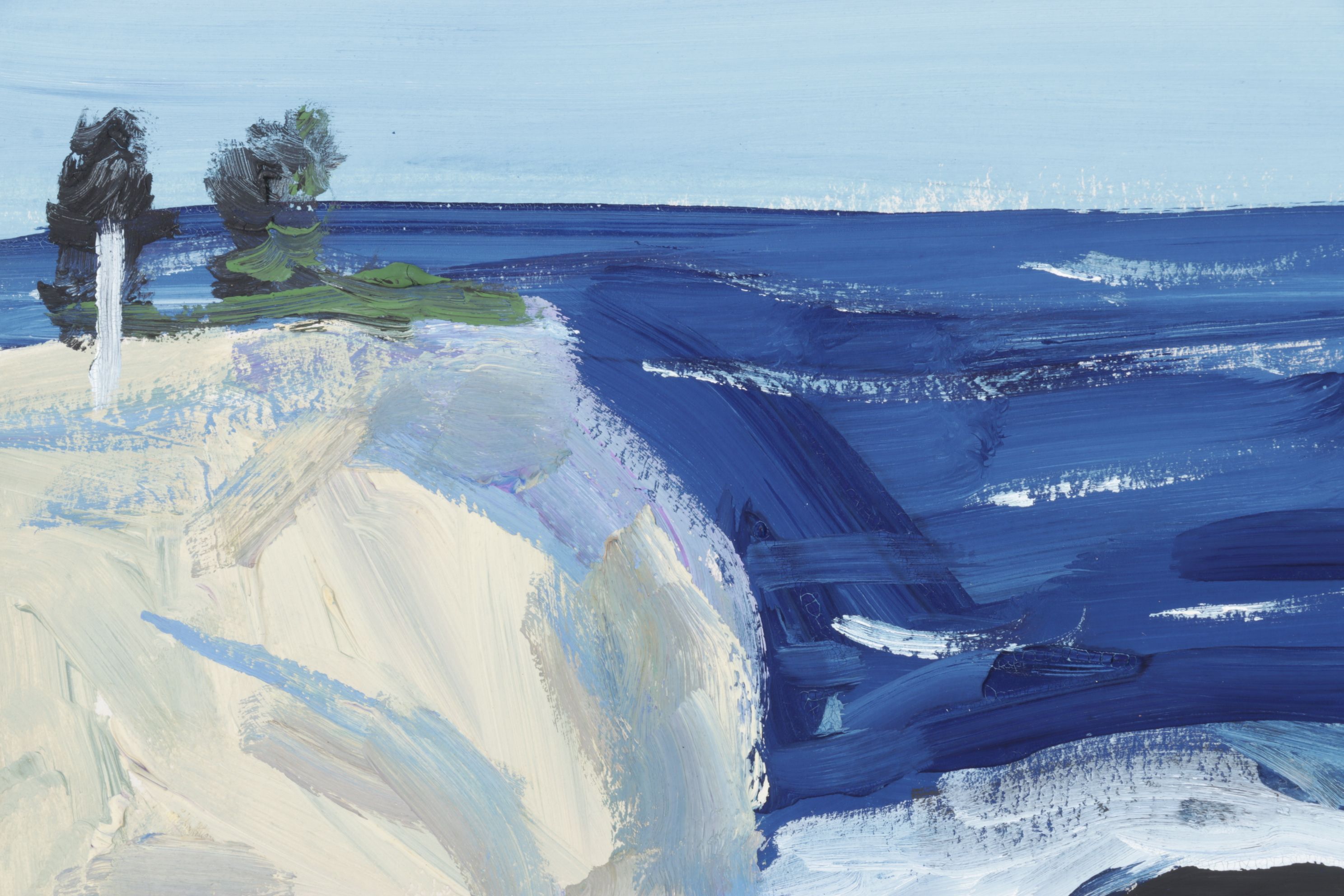 Milton Avery Abstract Impressionist Oil Painting of Waves Crashing Against Cliff