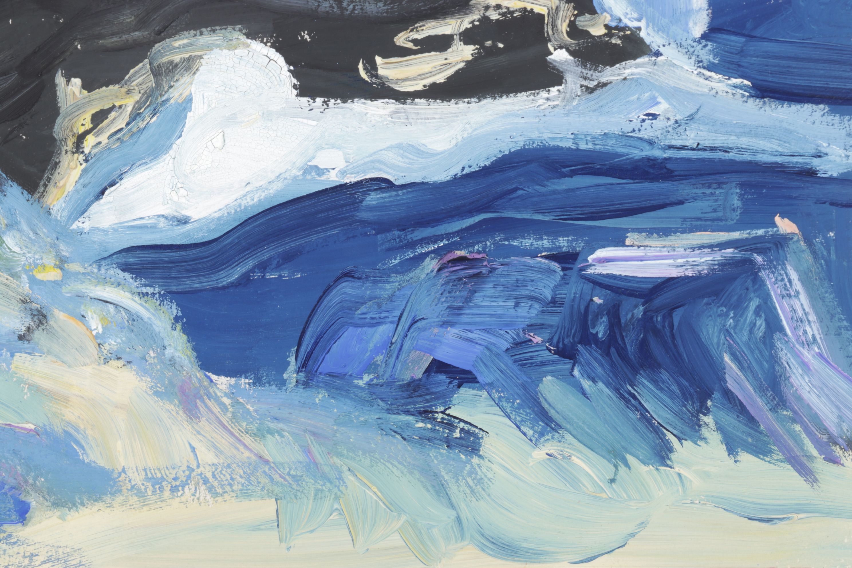 Milton Avery Abstract Impressionist Oil Painting of Waves Crashing Against Cliff