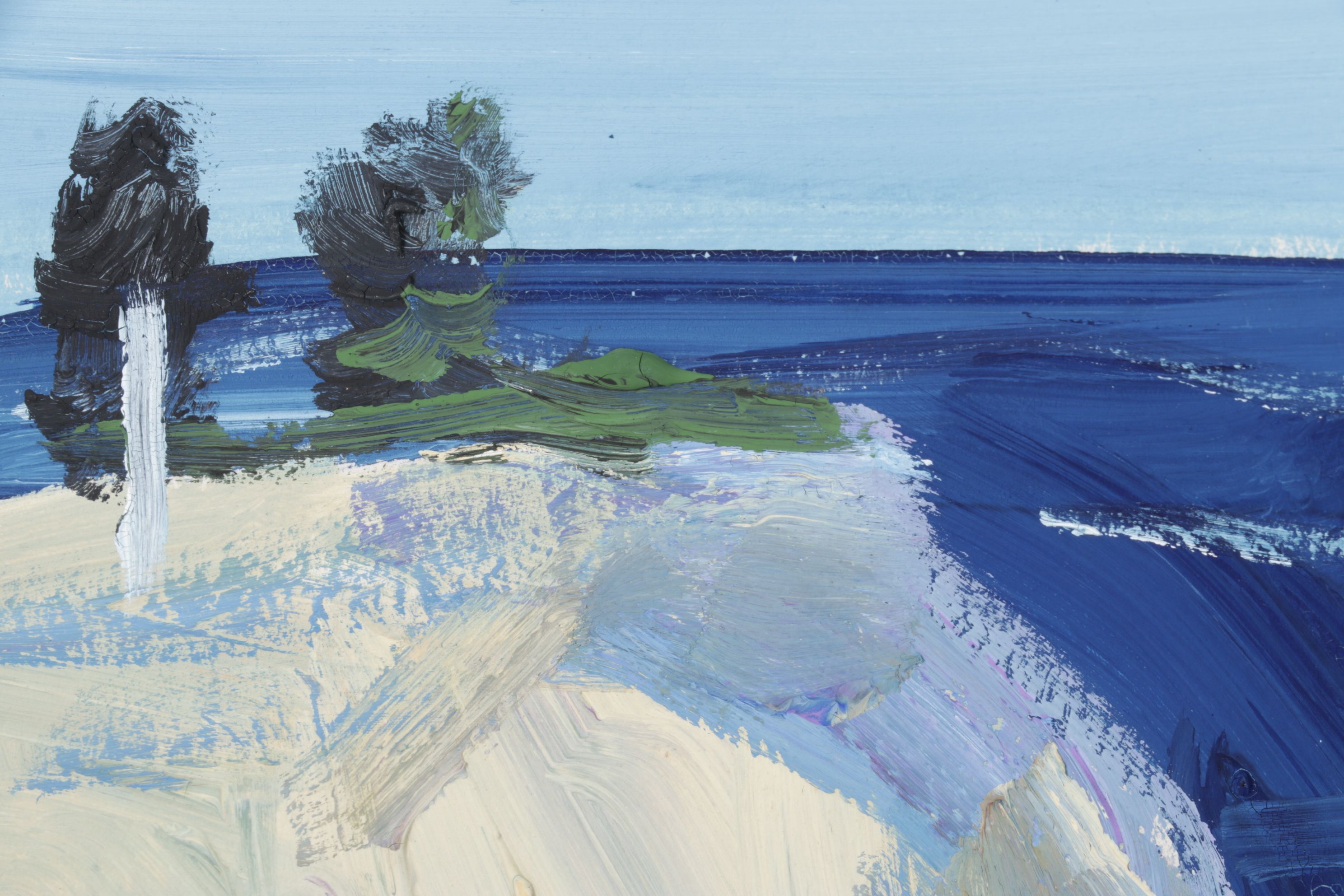 Milton Avery Abstract Impressionist Oil Painting of Waves Crashing Against Cliff