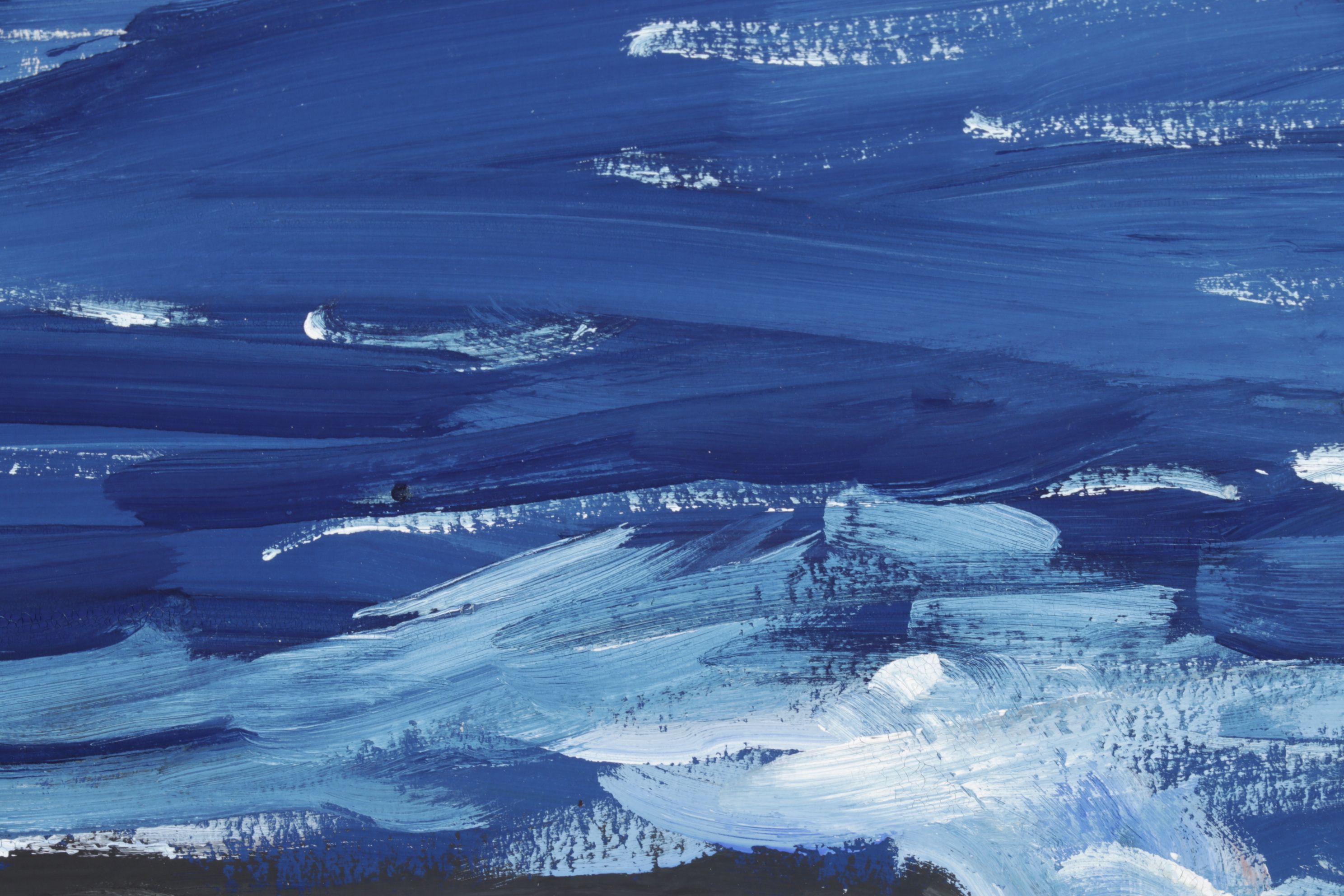 Milton Avery Abstract Impressionist Oil Painting of Waves Crashing Against Cliff