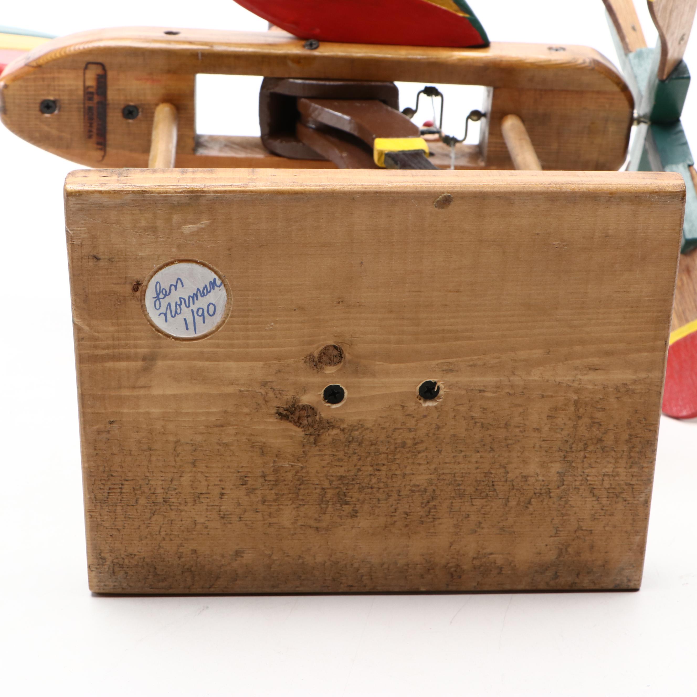 Len Norman Folk Art Carved Wood Pilot Whirligig