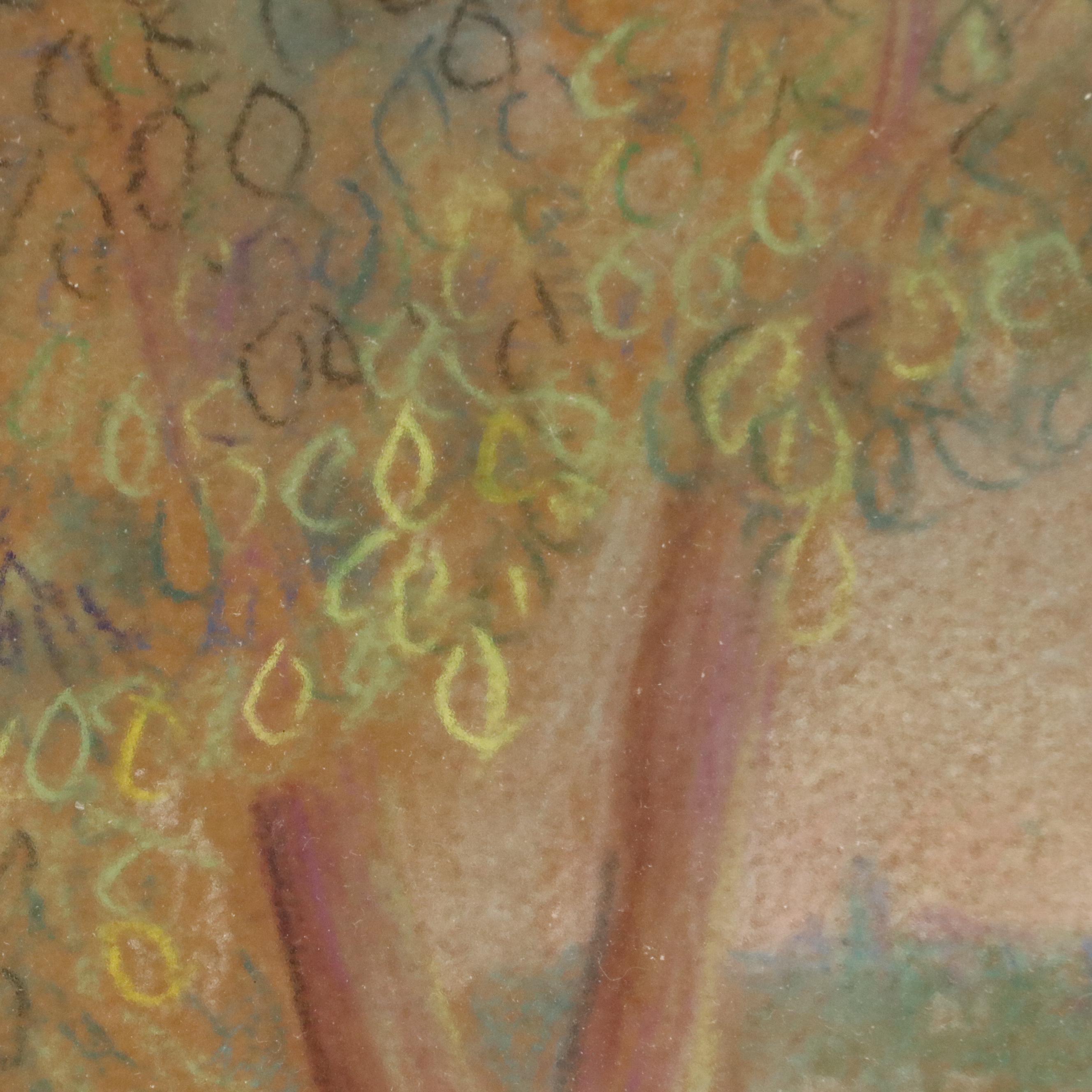 Marine Khadr-Van Schoote Ohio River Landscape Chalk Pastel Drawing, 2000