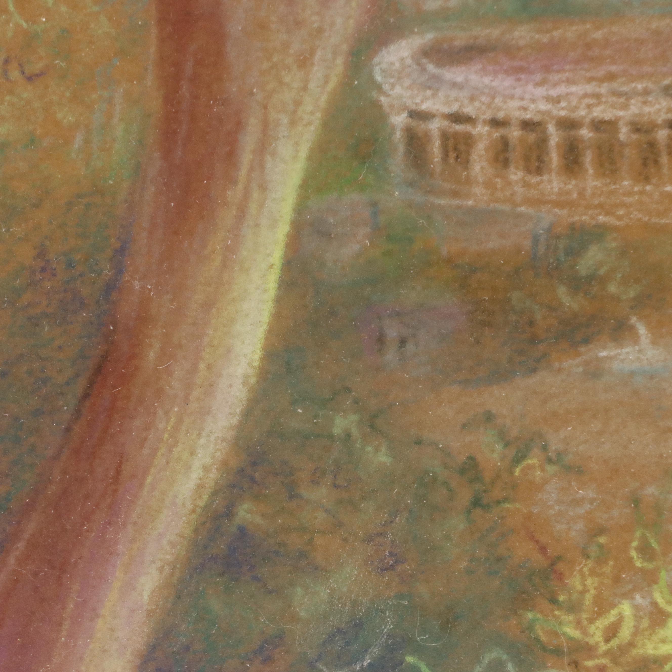 Marine Khadr-Van Schoote Ohio River Landscape Chalk Pastel Drawing, 2000