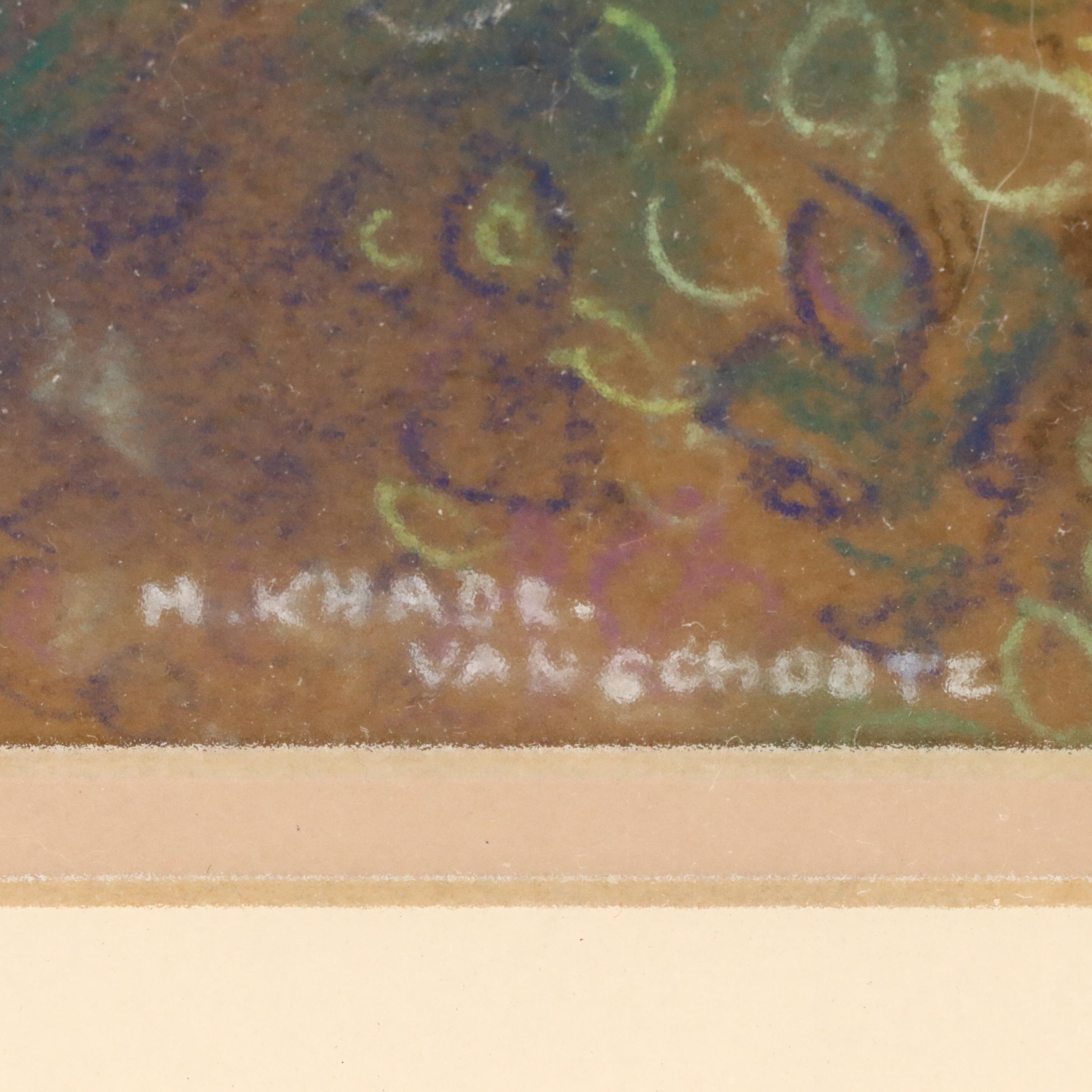 Marine Khadr-Van Schoote Ohio River Landscape Chalk Pastel Drawing, 2000