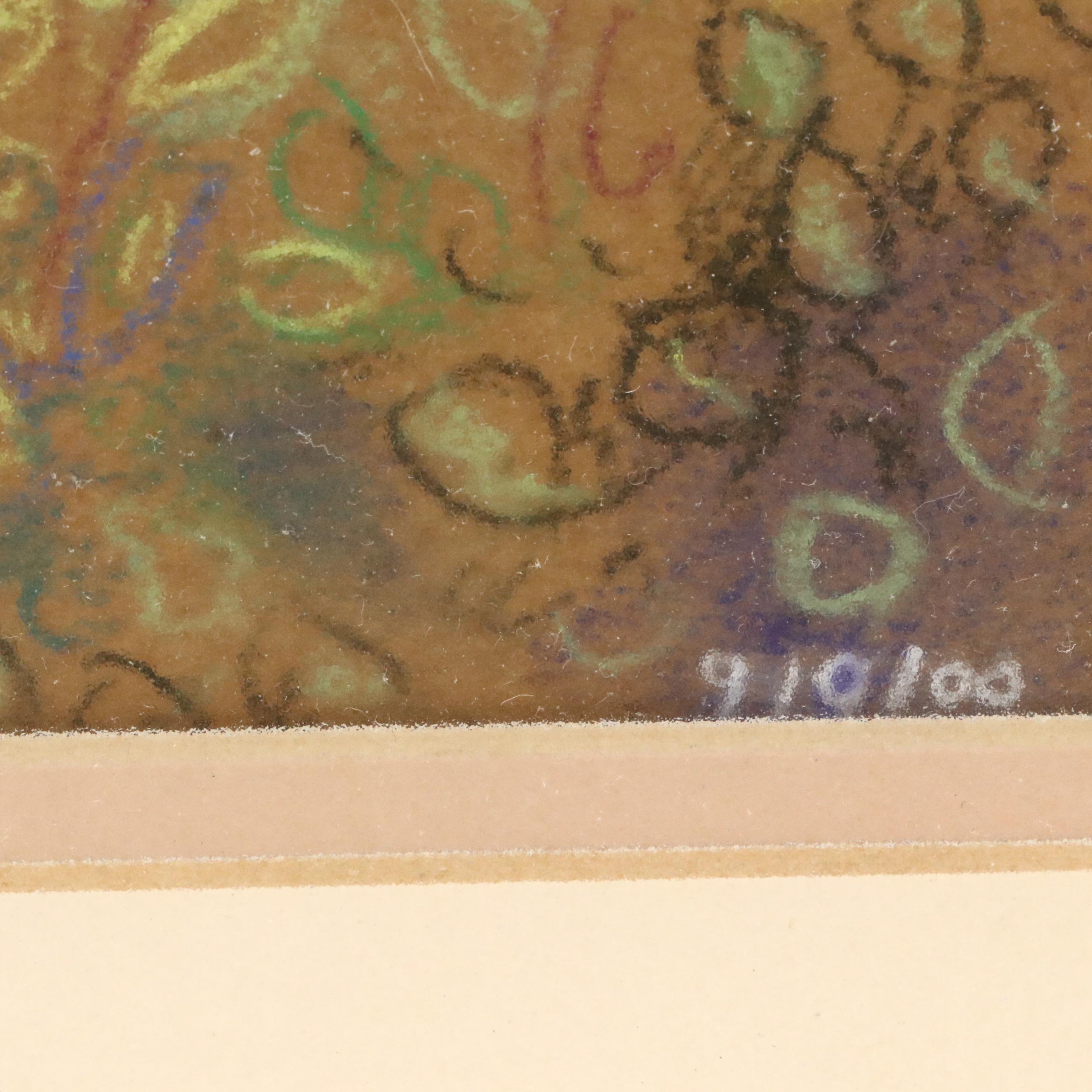 Marine Khadr-Van Schoote Ohio River Landscape Chalk Pastel Drawing, 2000