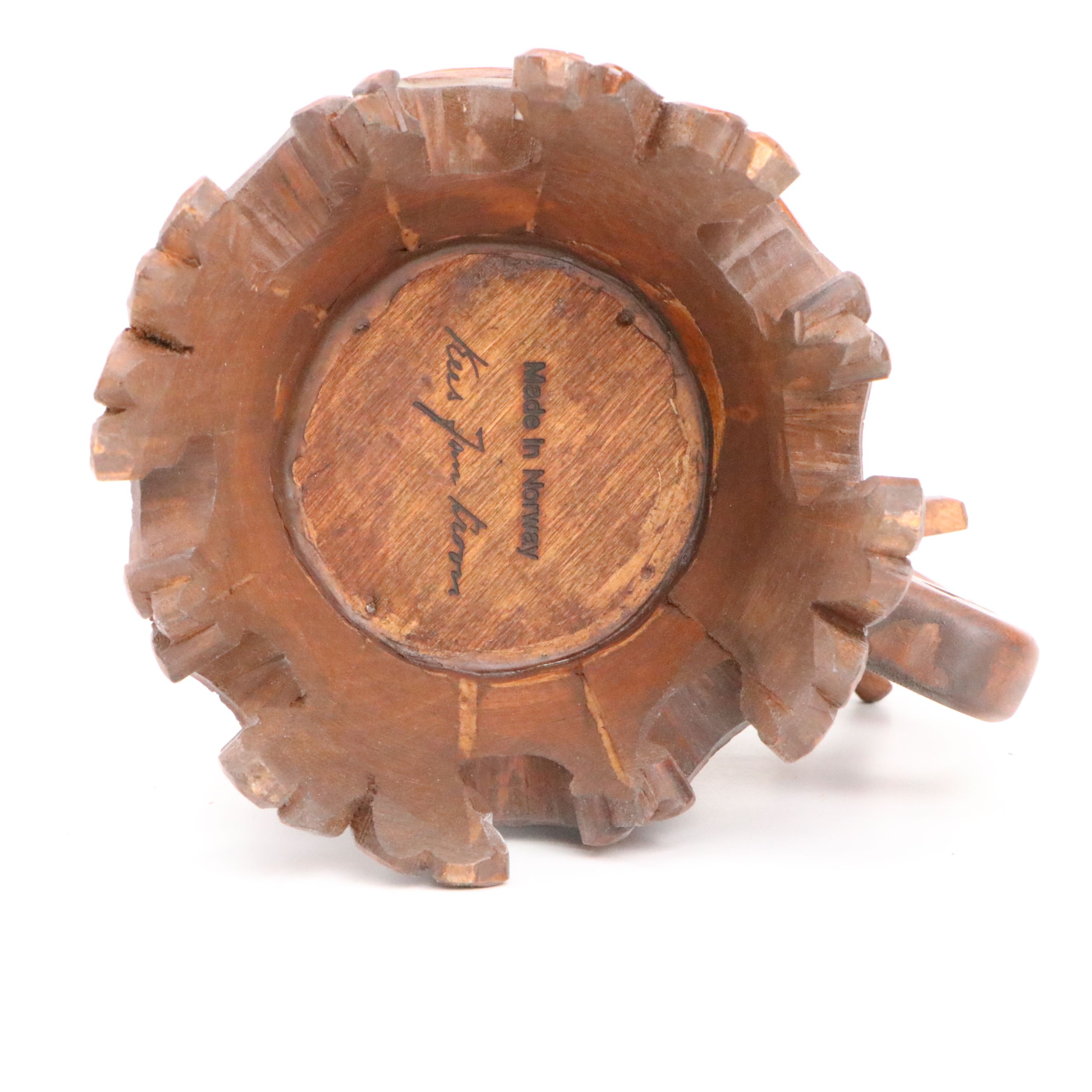 Norwegian Hand-Carved Folk Art Tankard