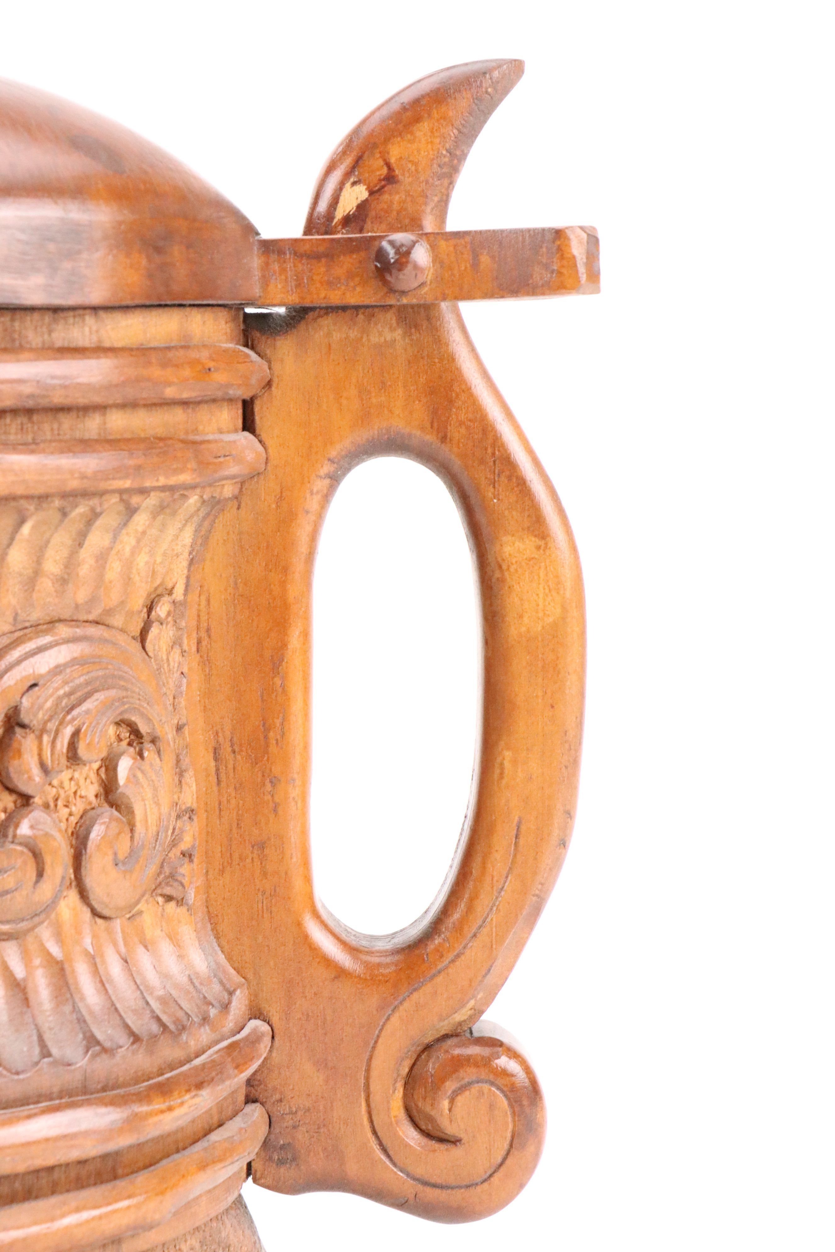 Norwegian Hand-Carved Folk Art Tankard
