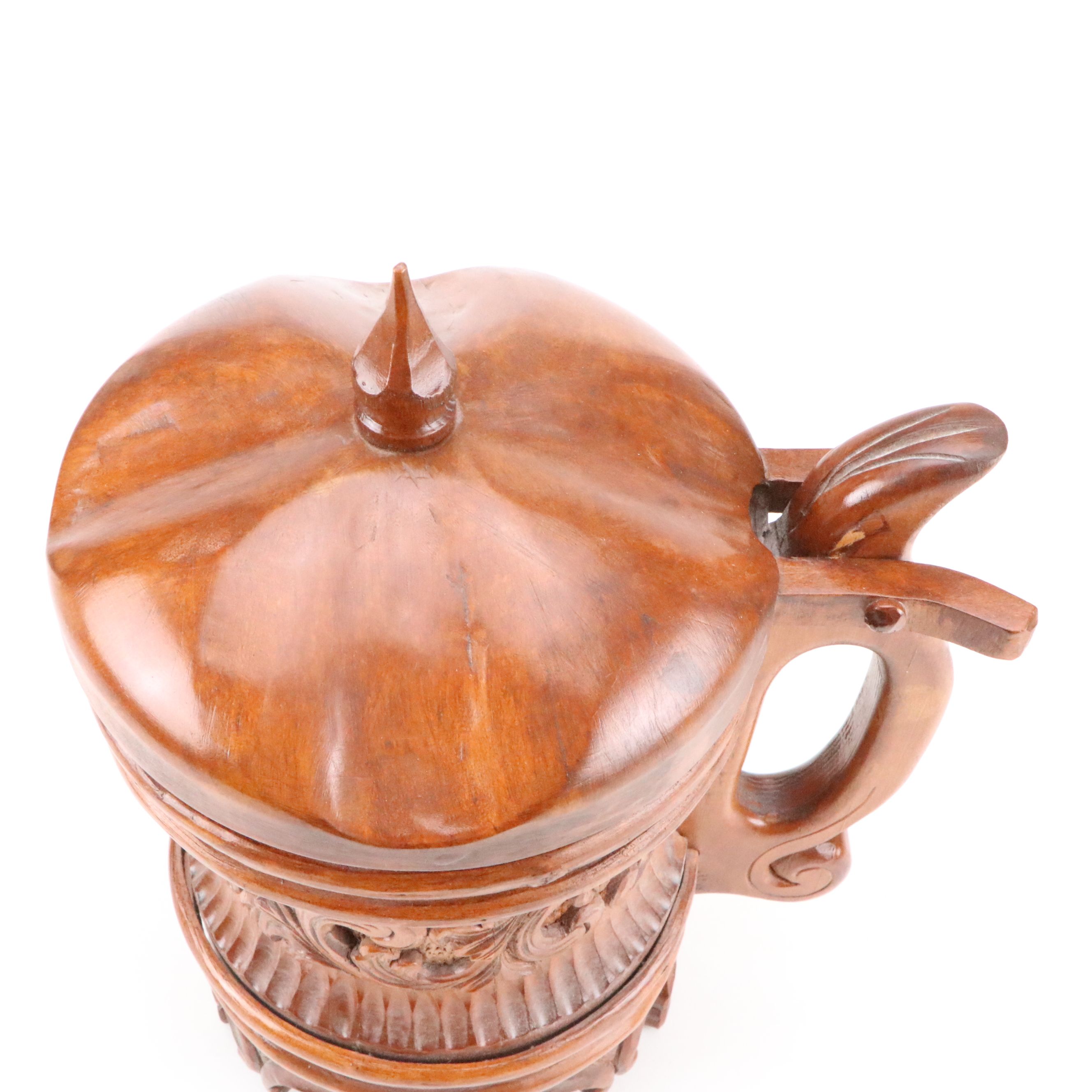 Norwegian Hand-Carved Folk Art Tankard