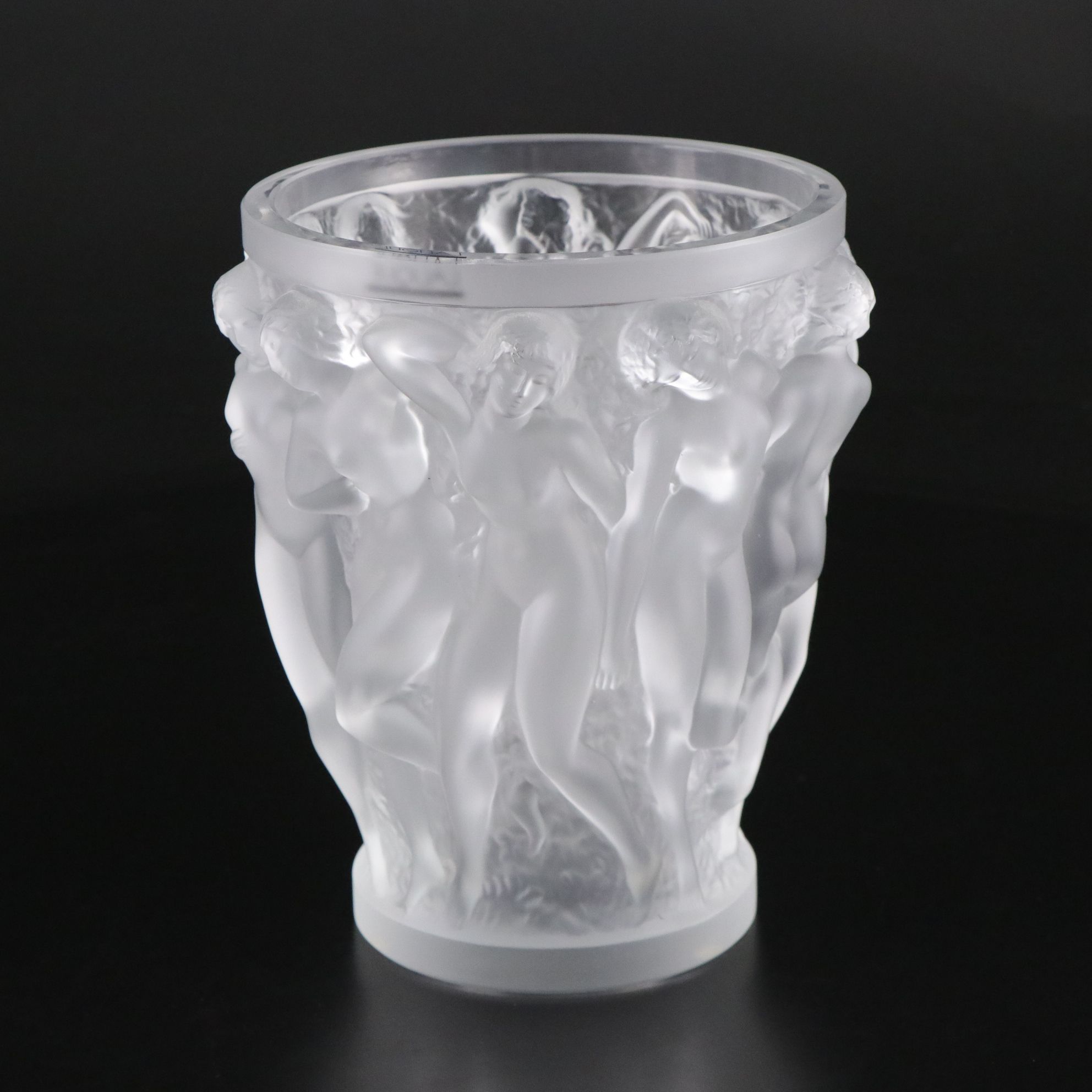 Lalique "Bacchantes" Frosted Crystal Vase, Late 20th Century