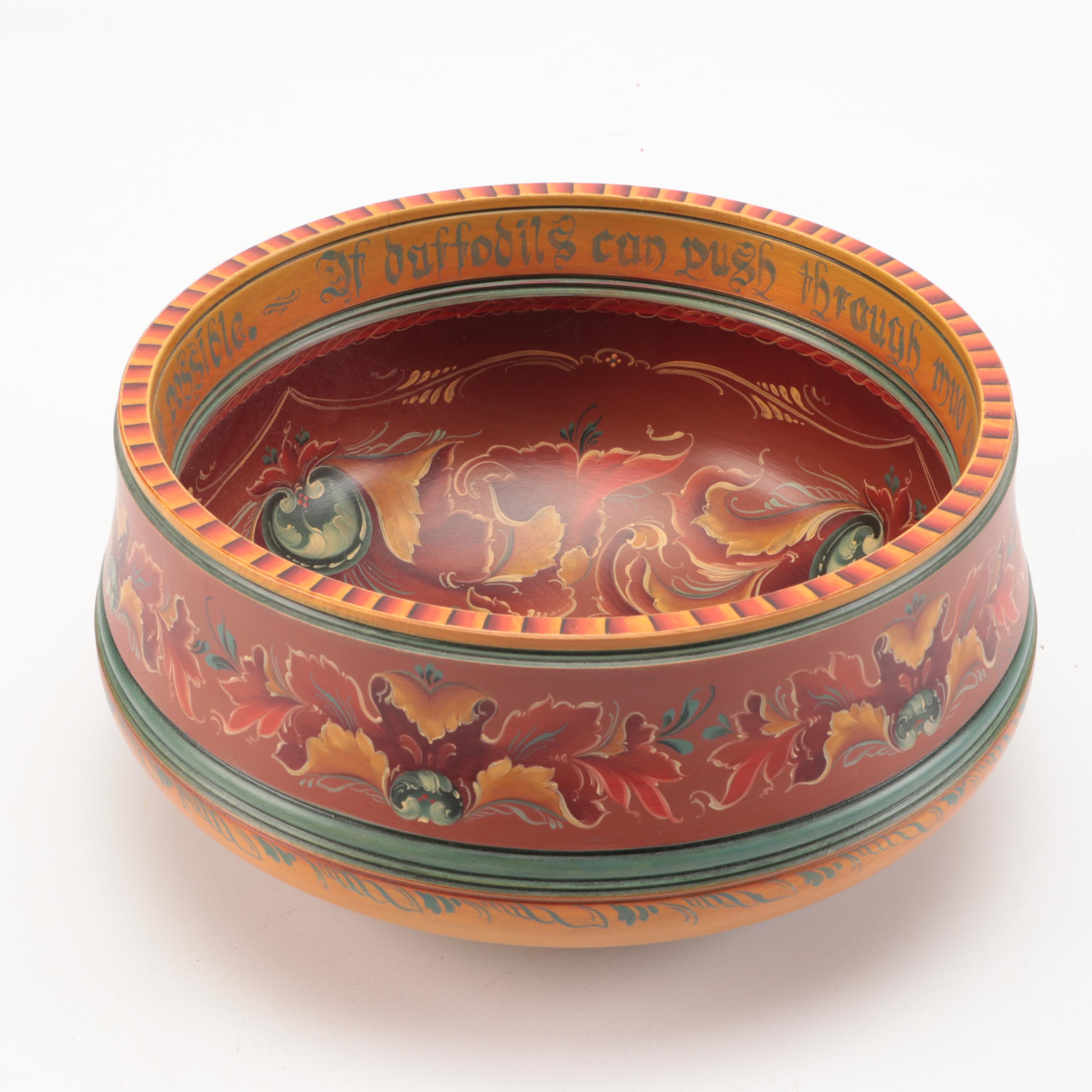 Pam Rucinski and Becky Lusk Rosemaling Style Decorative Wood Bowls