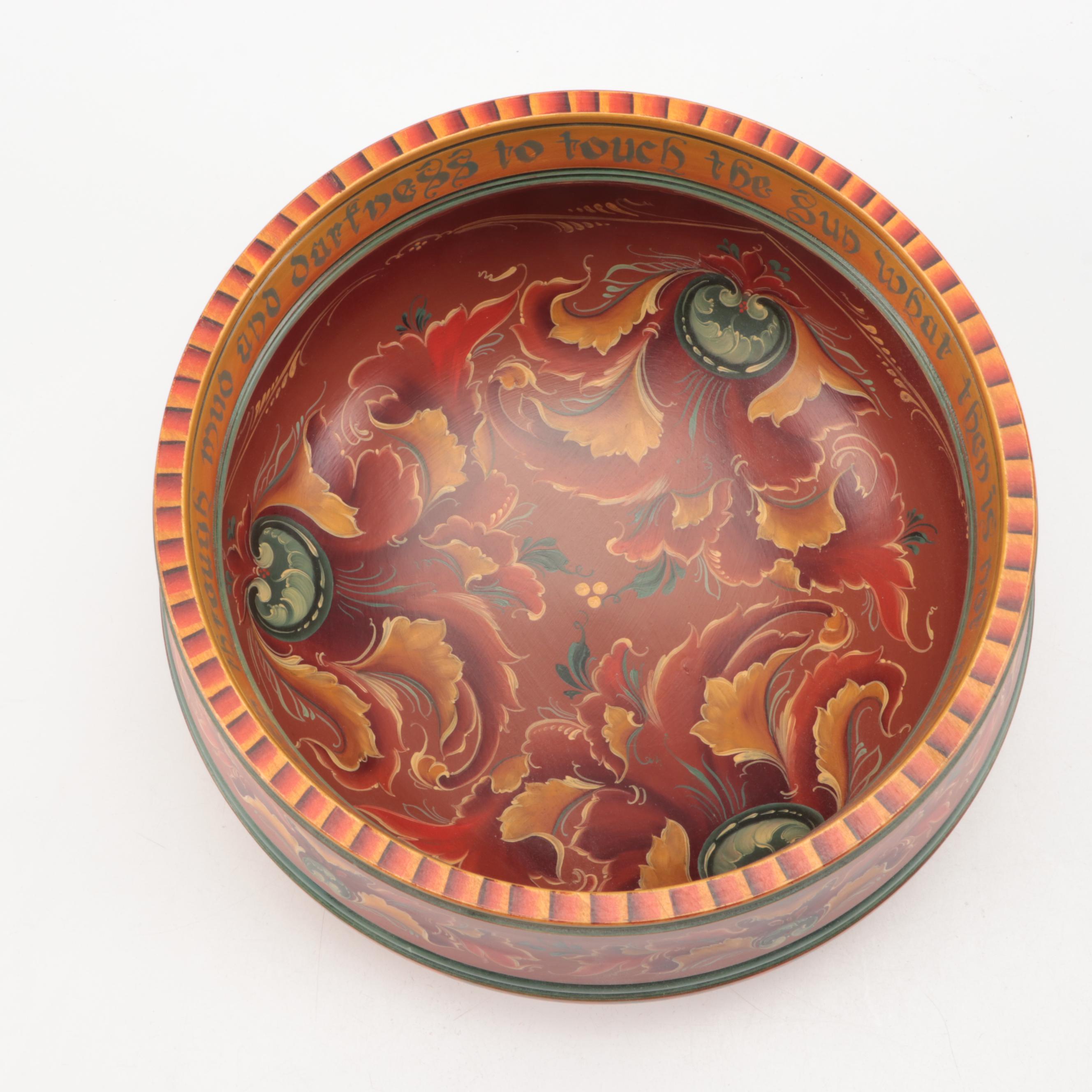 Pam Rucinski and Becky Lusk Rosemaling Style Decorative Wood Bowls