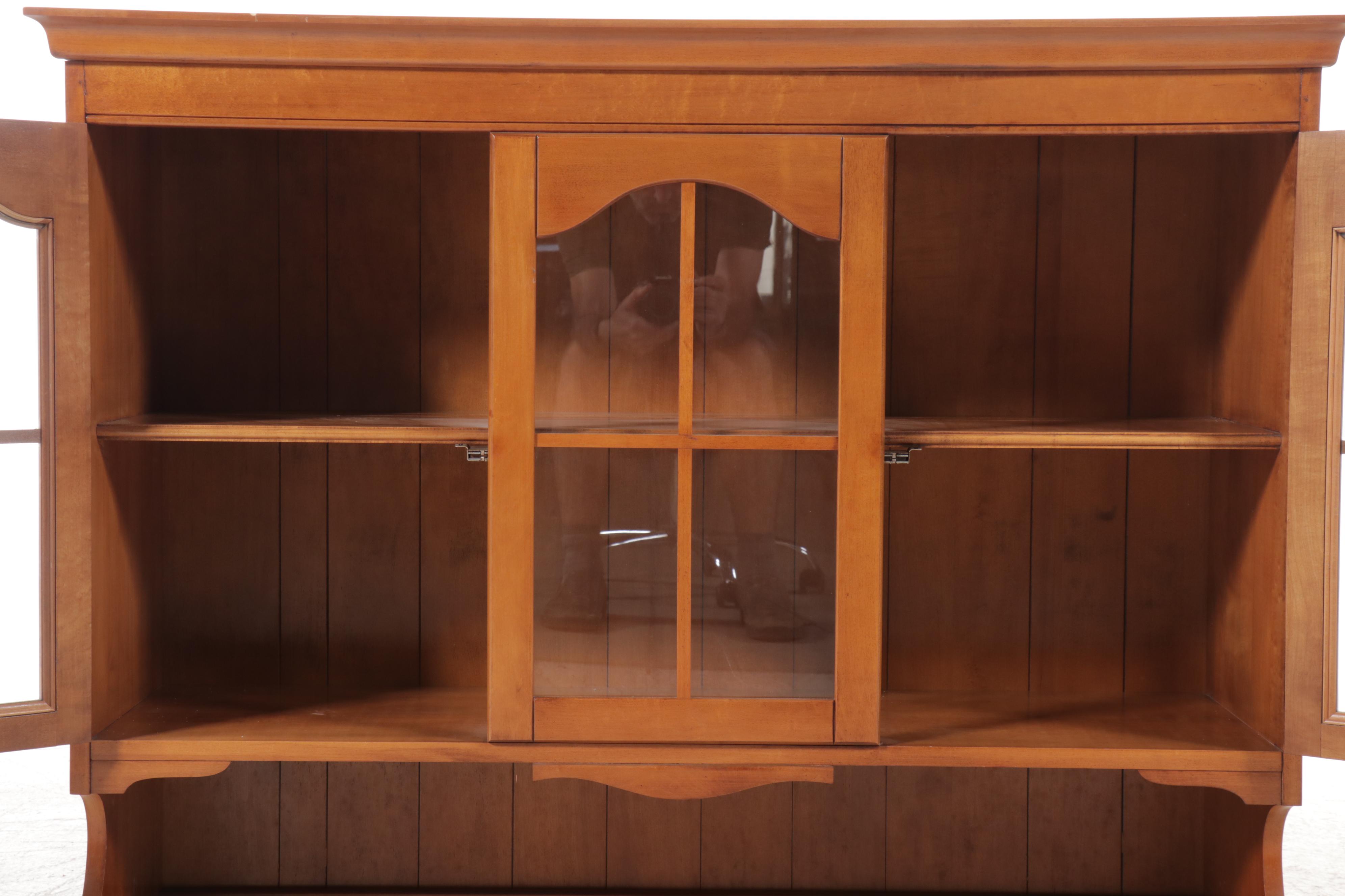 American Colonial Style Maple China Cabinet