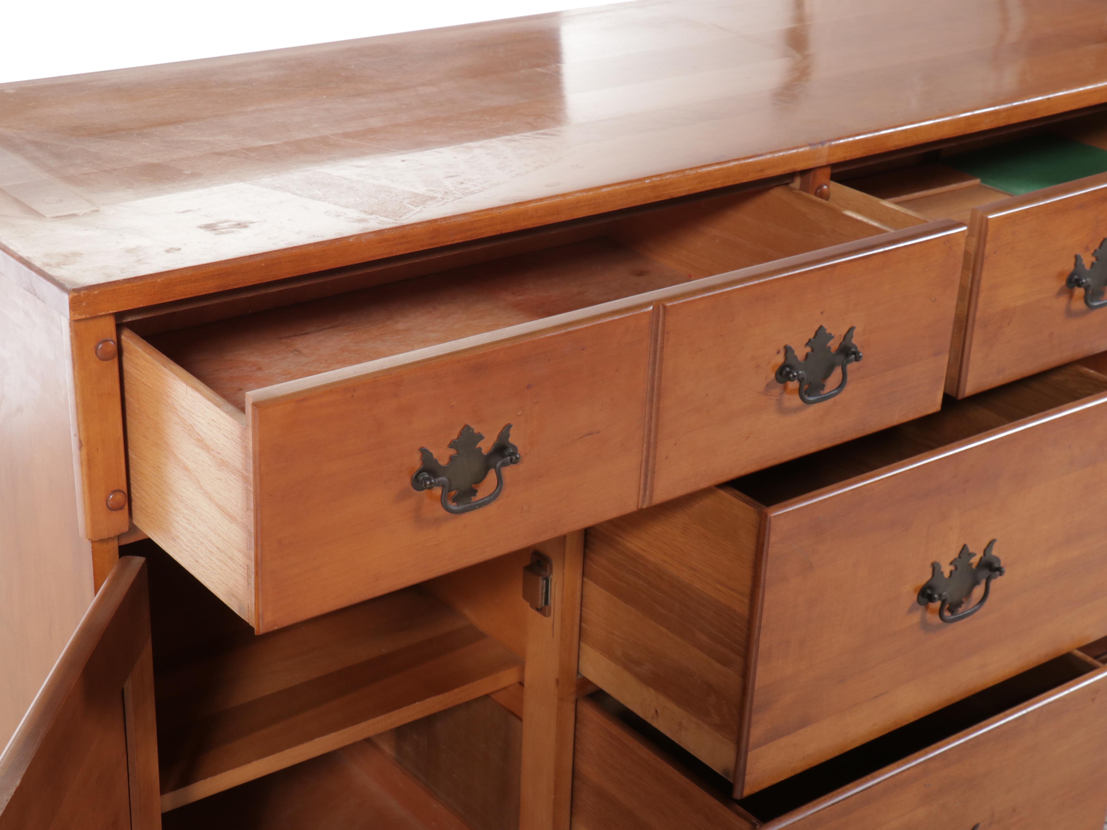 American Colonial Style Maple China Cabinet