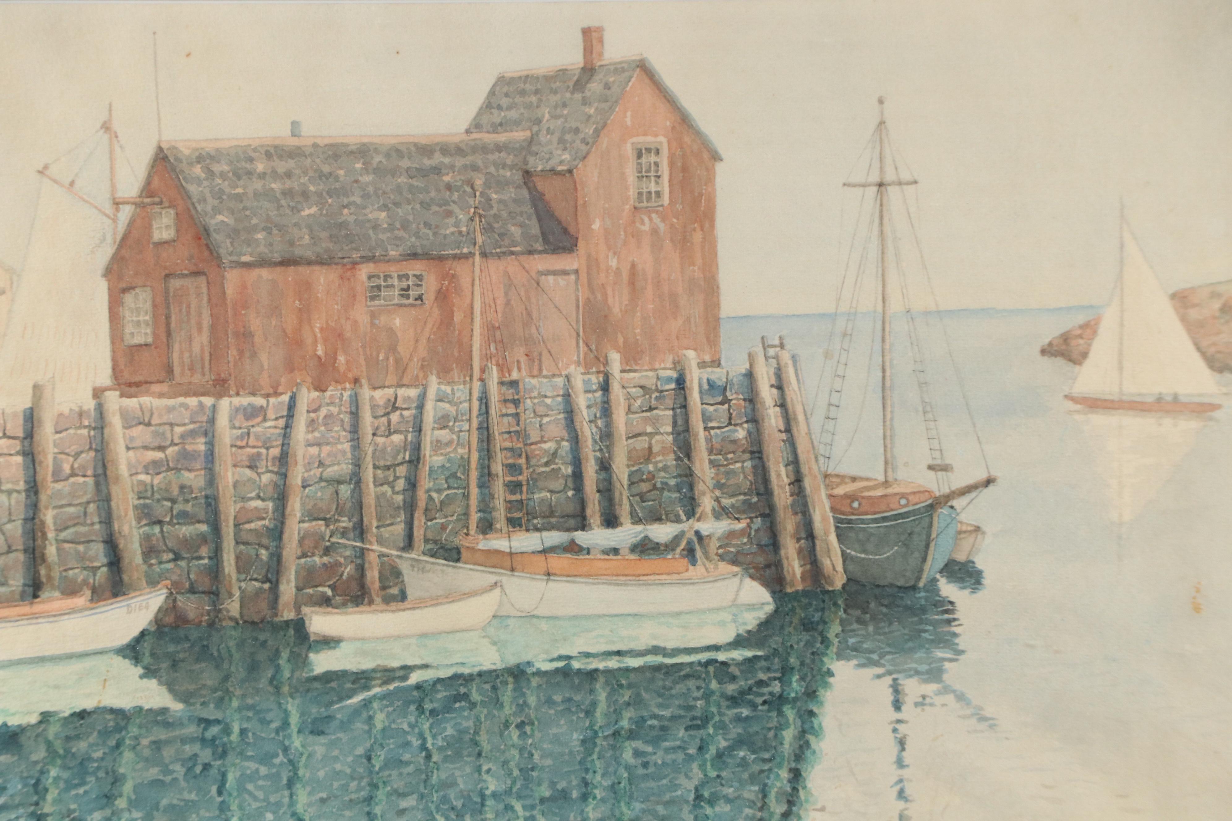 Warren S. Pratt Watercolor Painting of Harbor Scene, 20th Century