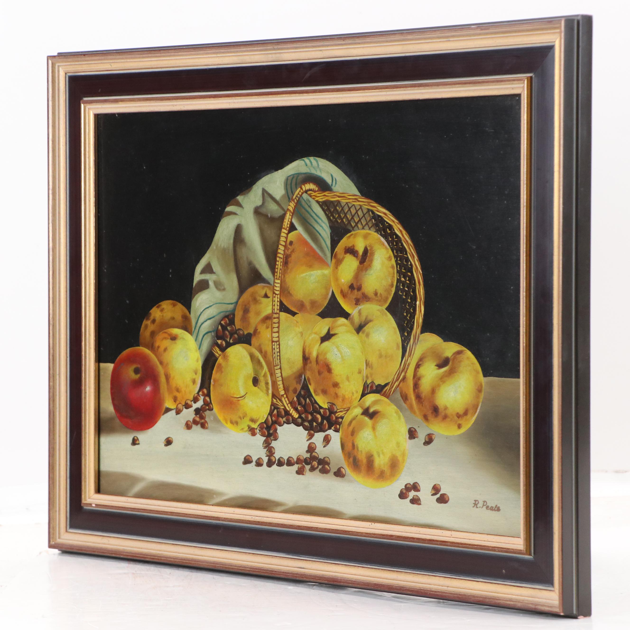 Dutch School Oil Painting Still Life of Yellow Apples, 20th Century