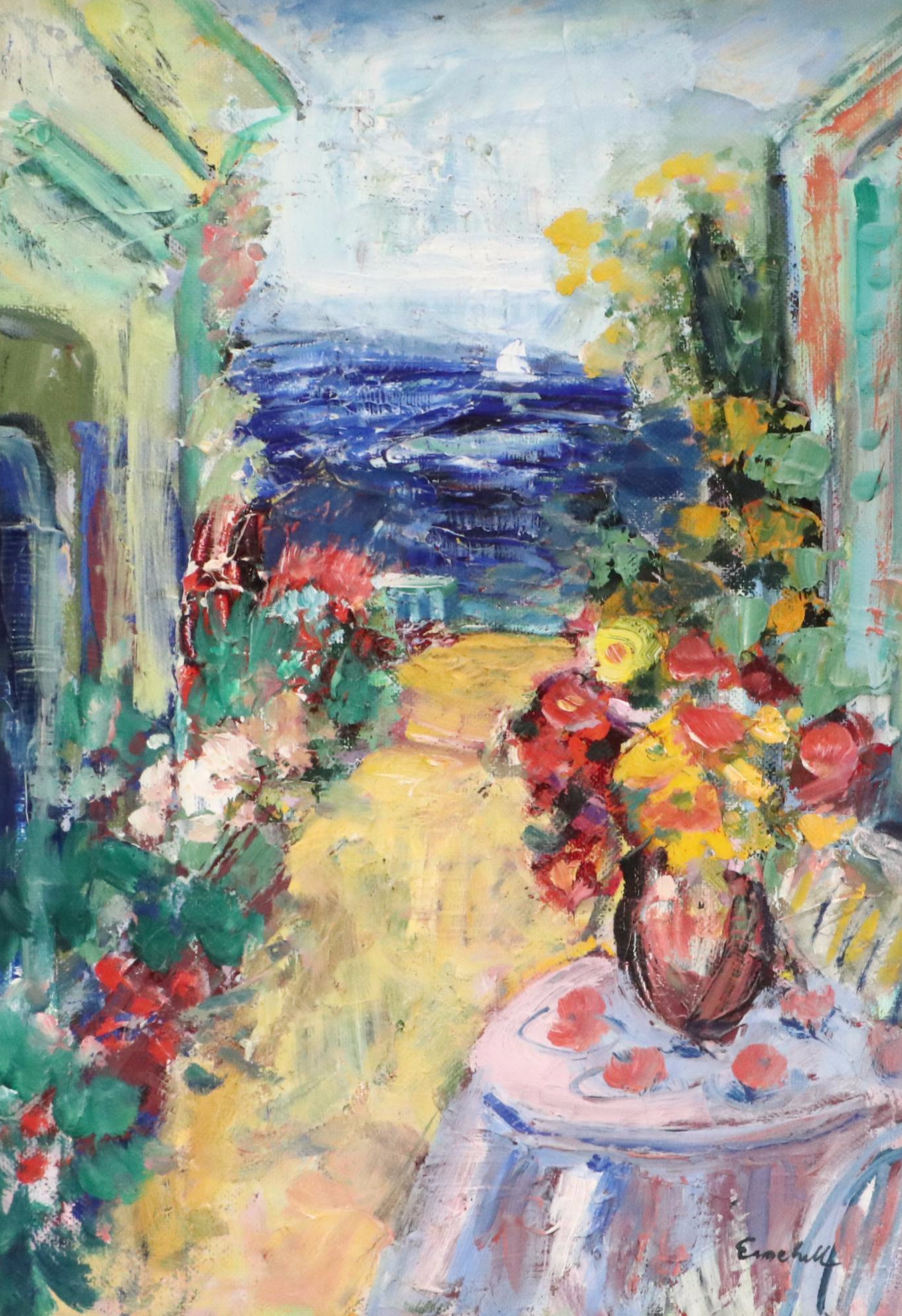 Impressionistic Style Street Scene Oil Painting, Late 20th Century