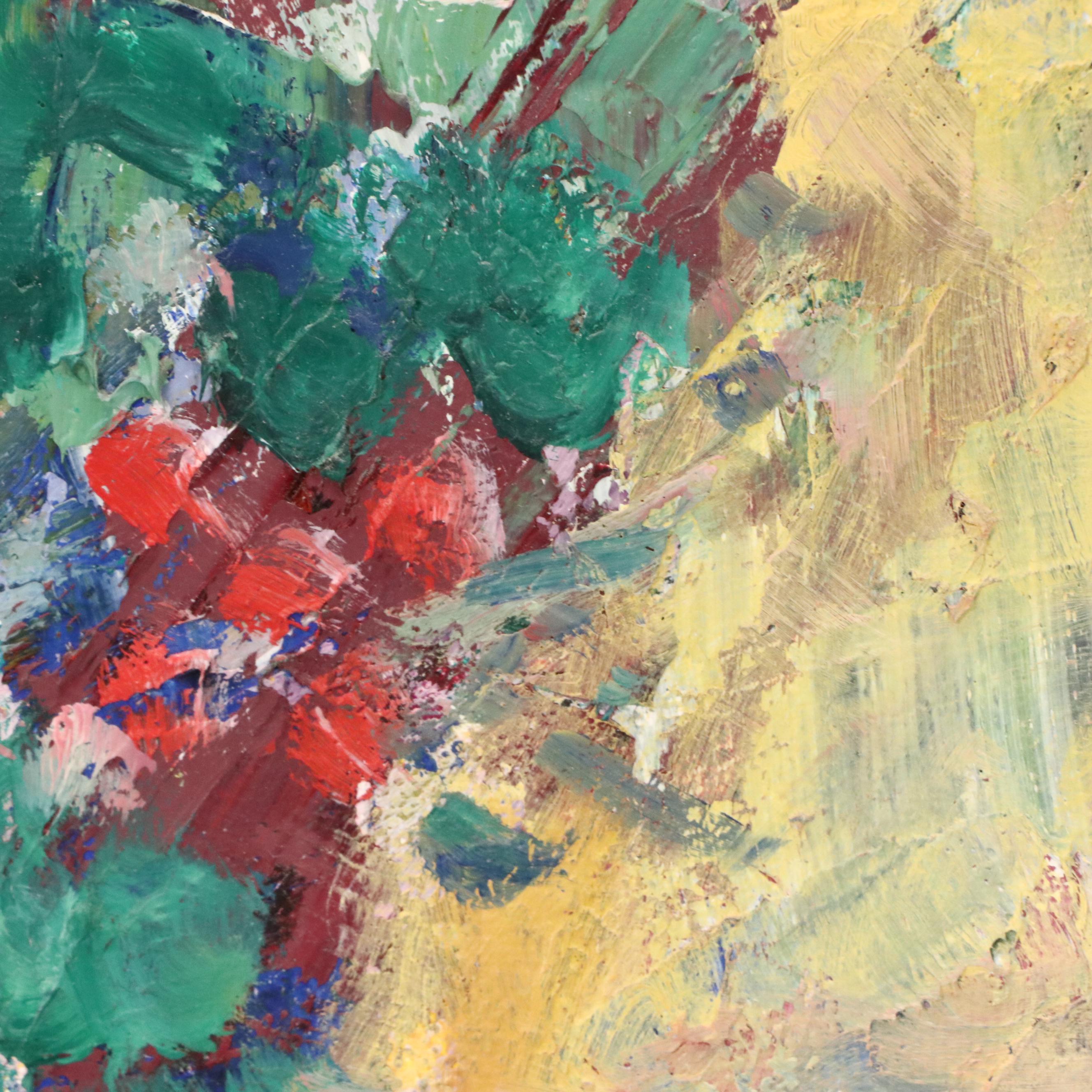 Impressionistic Style Street Scene Oil Painting, Late 20th Century