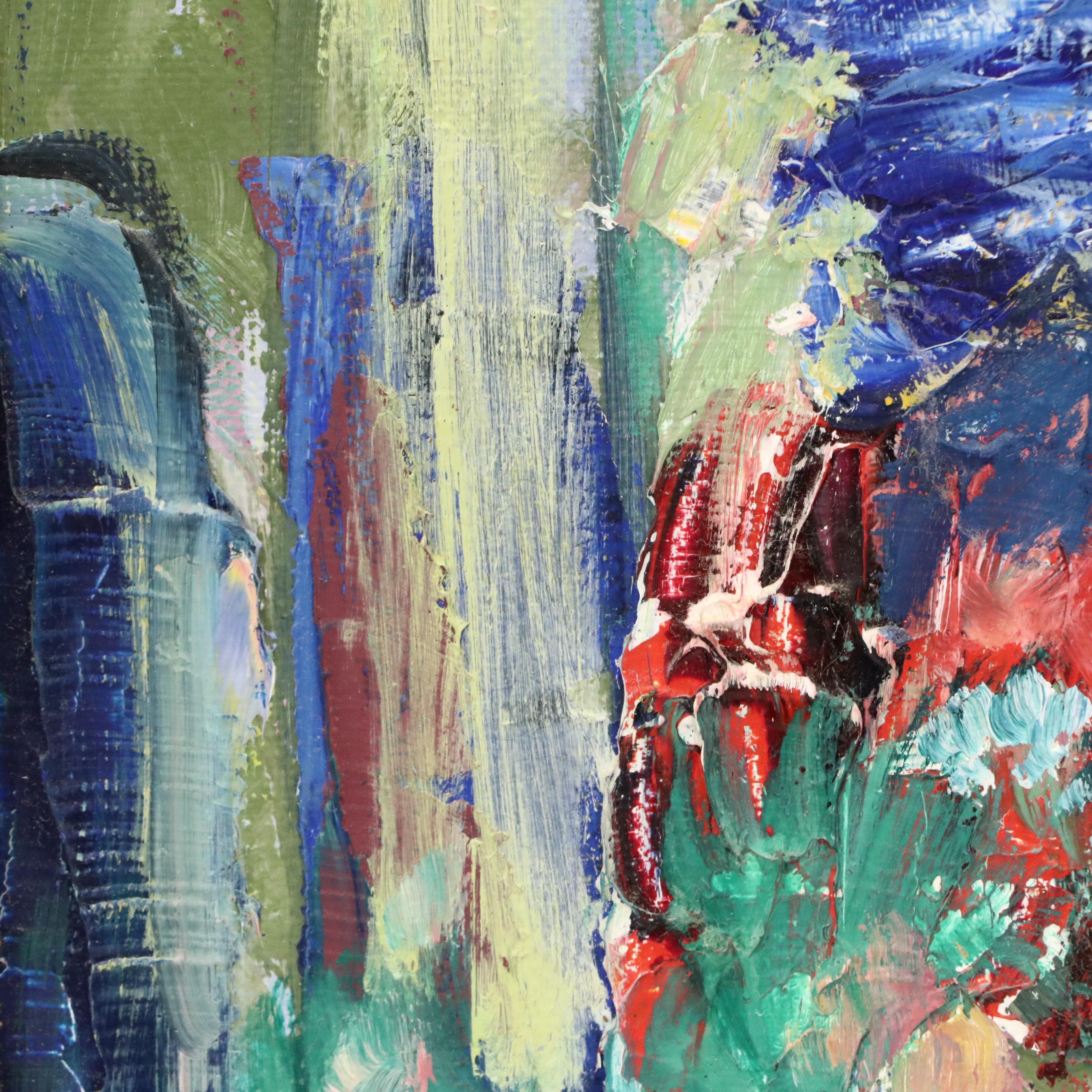 Impressionistic Style Street Scene Oil Painting, Late 20th Century