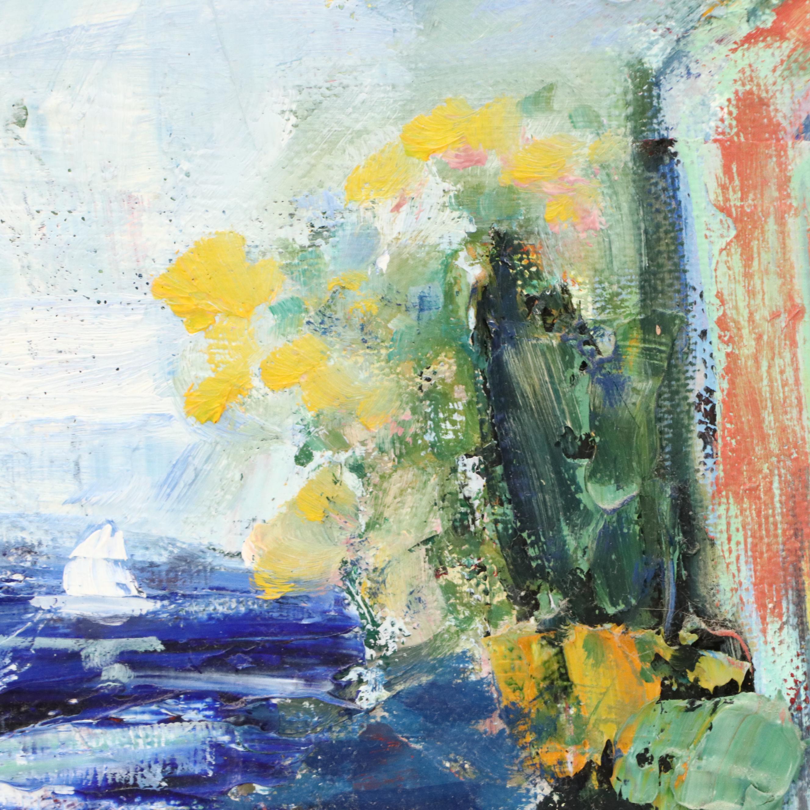 Impressionistic Style Street Scene Oil Painting, Late 20th Century