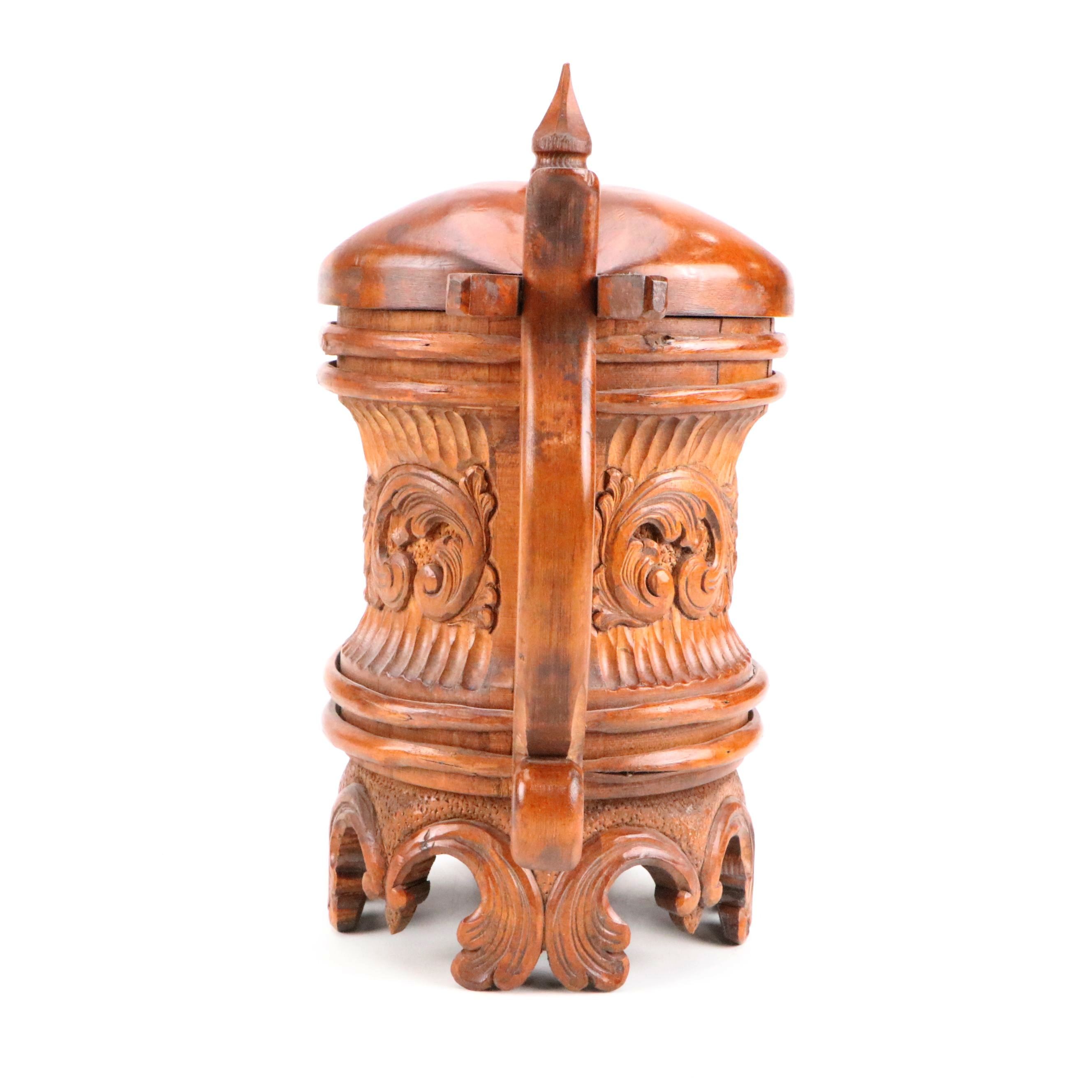 Norwegian Hand-Carved Folk Art Tankard