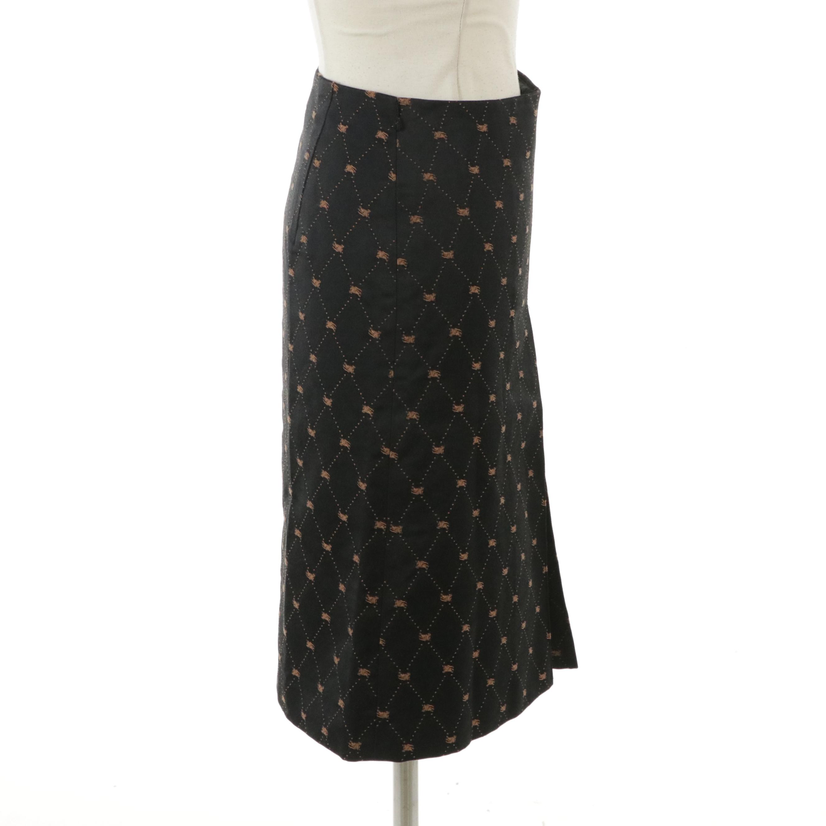 Burberry Blue Label Equestrian Knight Jacquard Skirt