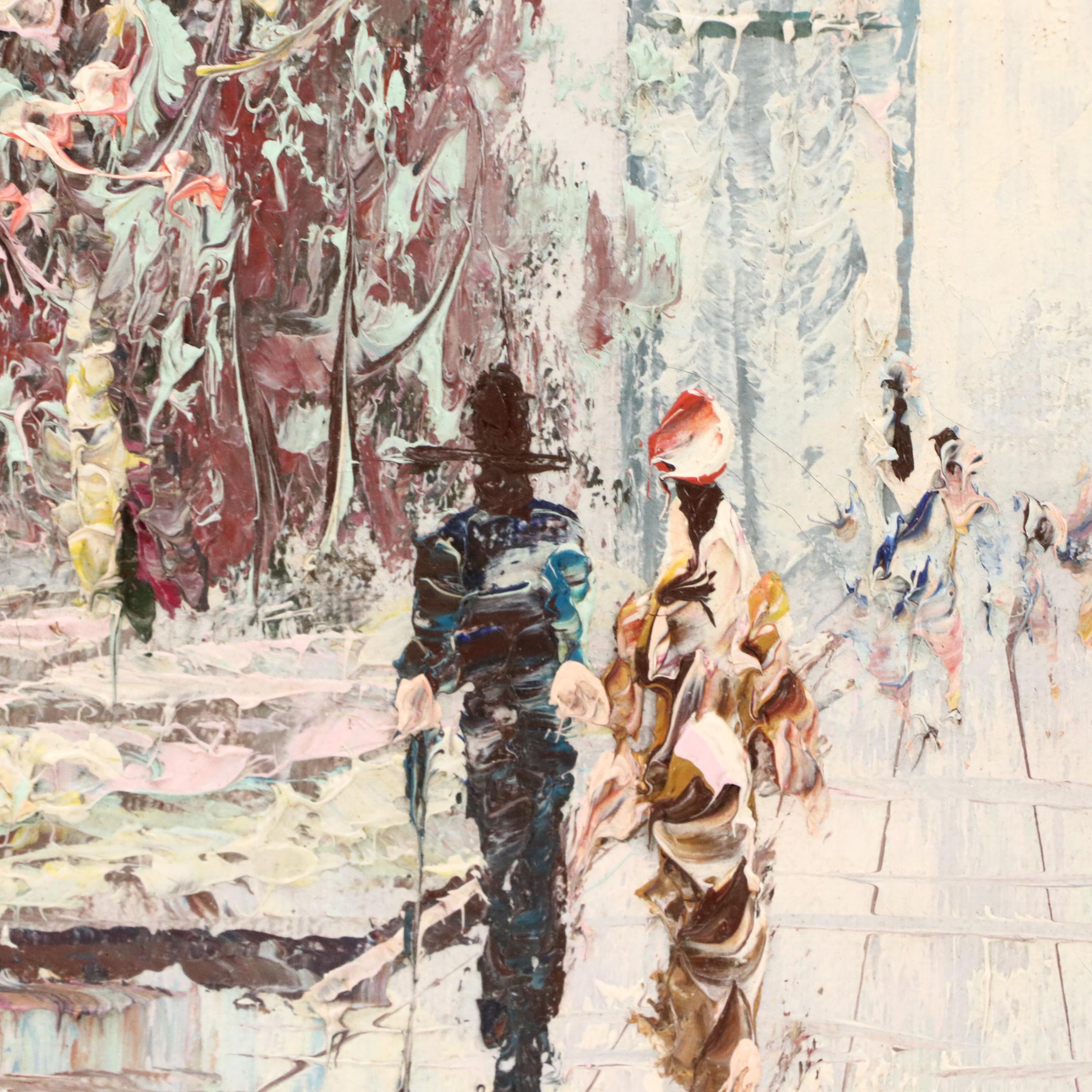 M. Charlot Impressionistic Oil Paintings of Arc de Triomphe and Women at Beach