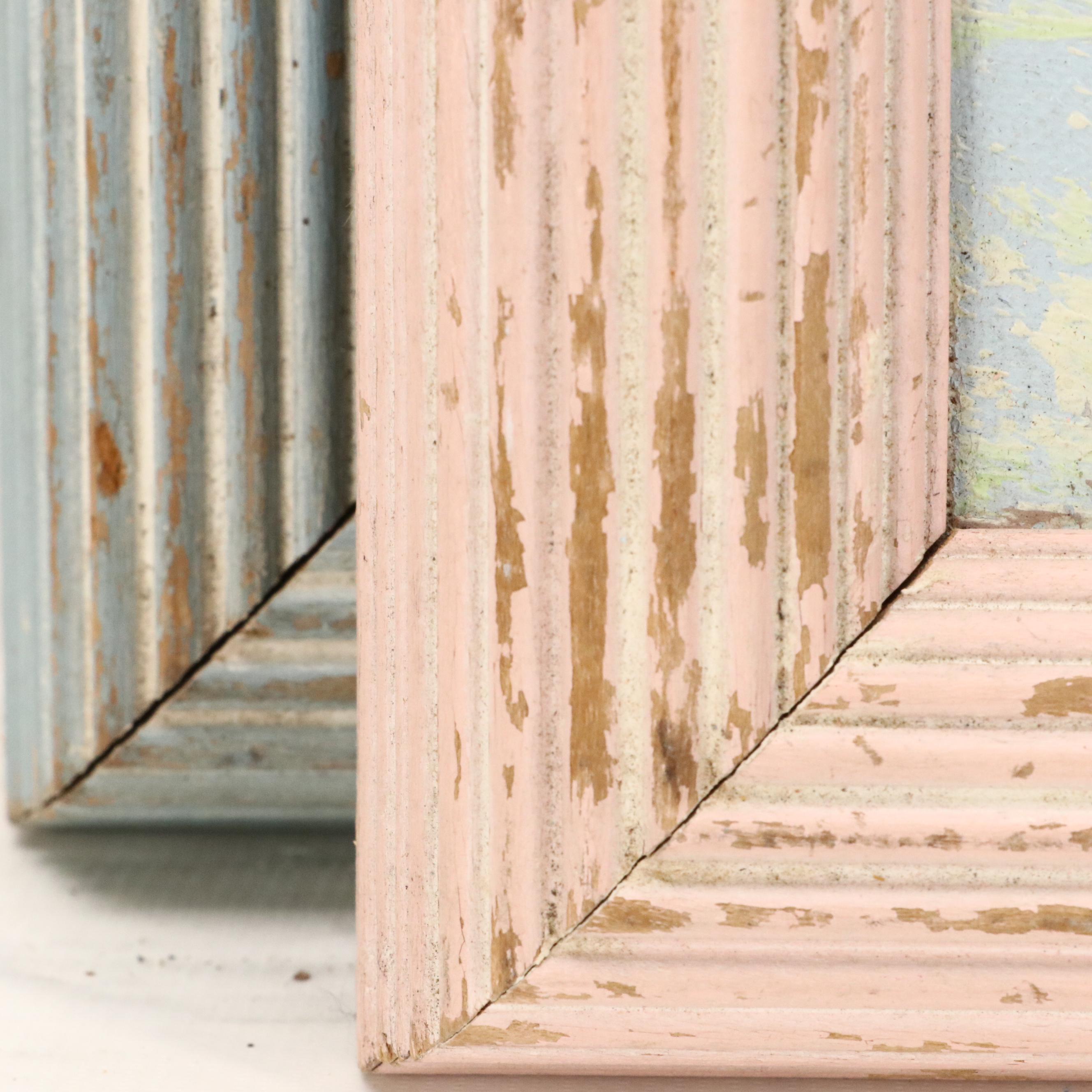 M. Charlot Impressionistic Oil Paintings of Arc de Triomphe and Women at Beach